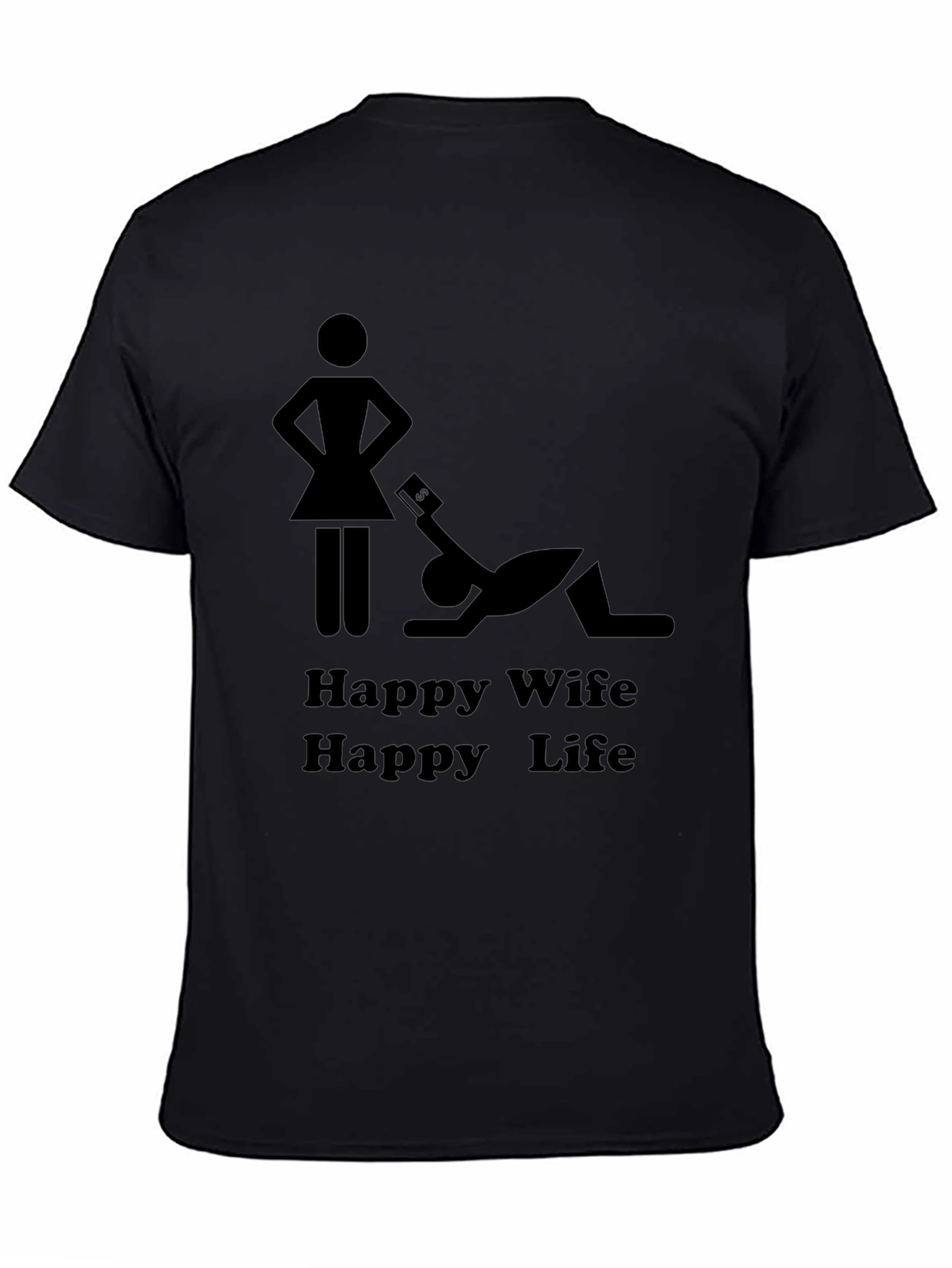 Black Happy Wife Happy Life Graphic Tee view 4