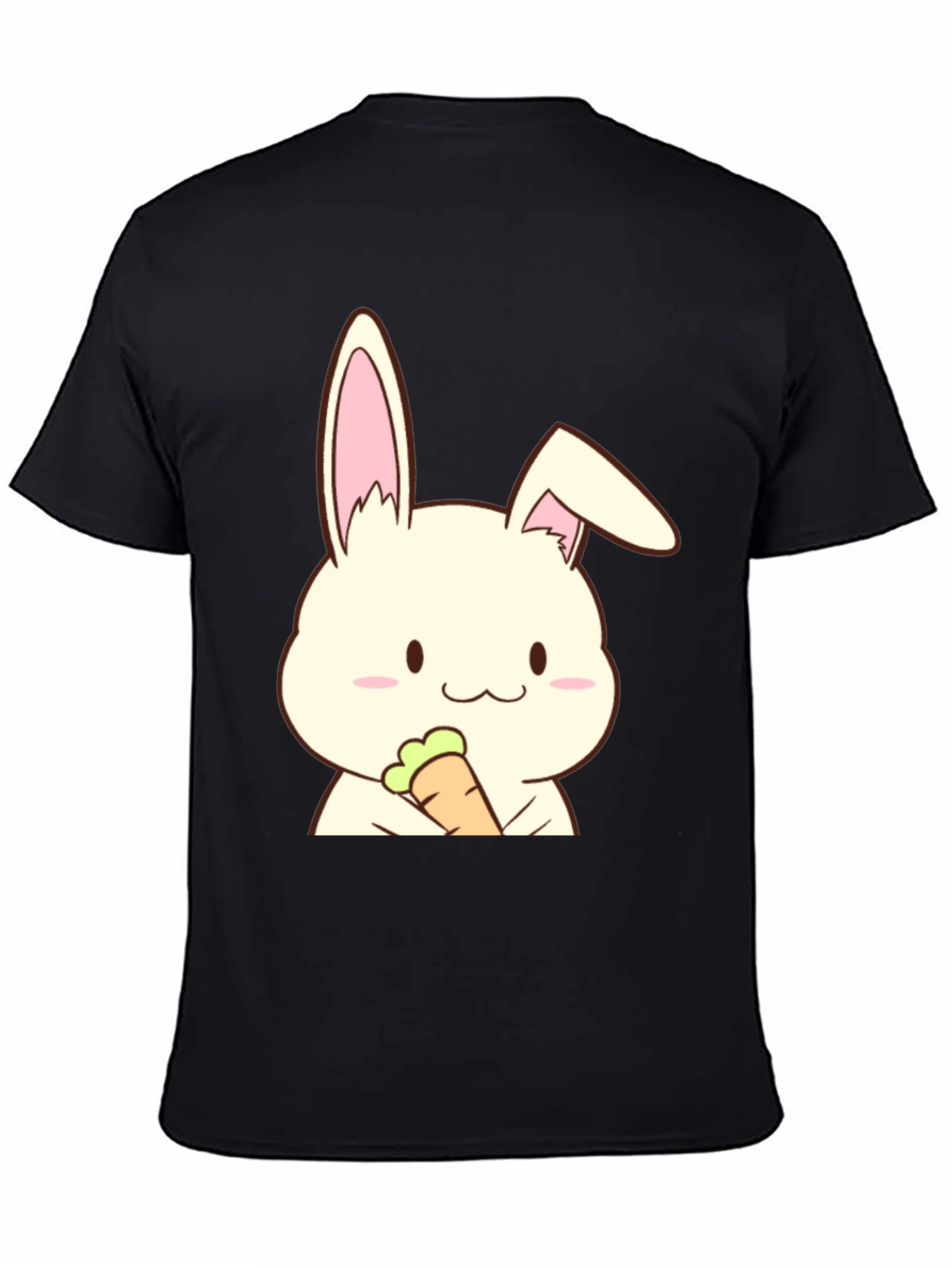 Black Cute Rabbit Holding Carrot Graphic T-Shirt view 4
