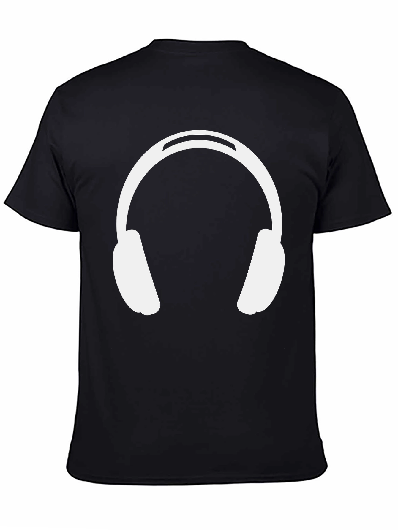 Black Headphones Graphic Tee - Black Cotton Casual Wear view 4