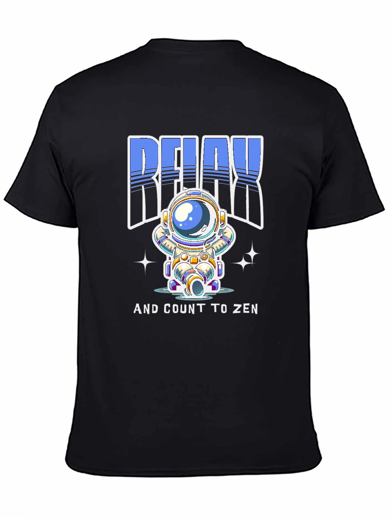 Black Relax Astronaut Graphic Tee - Zen Space T-Shirt view 4