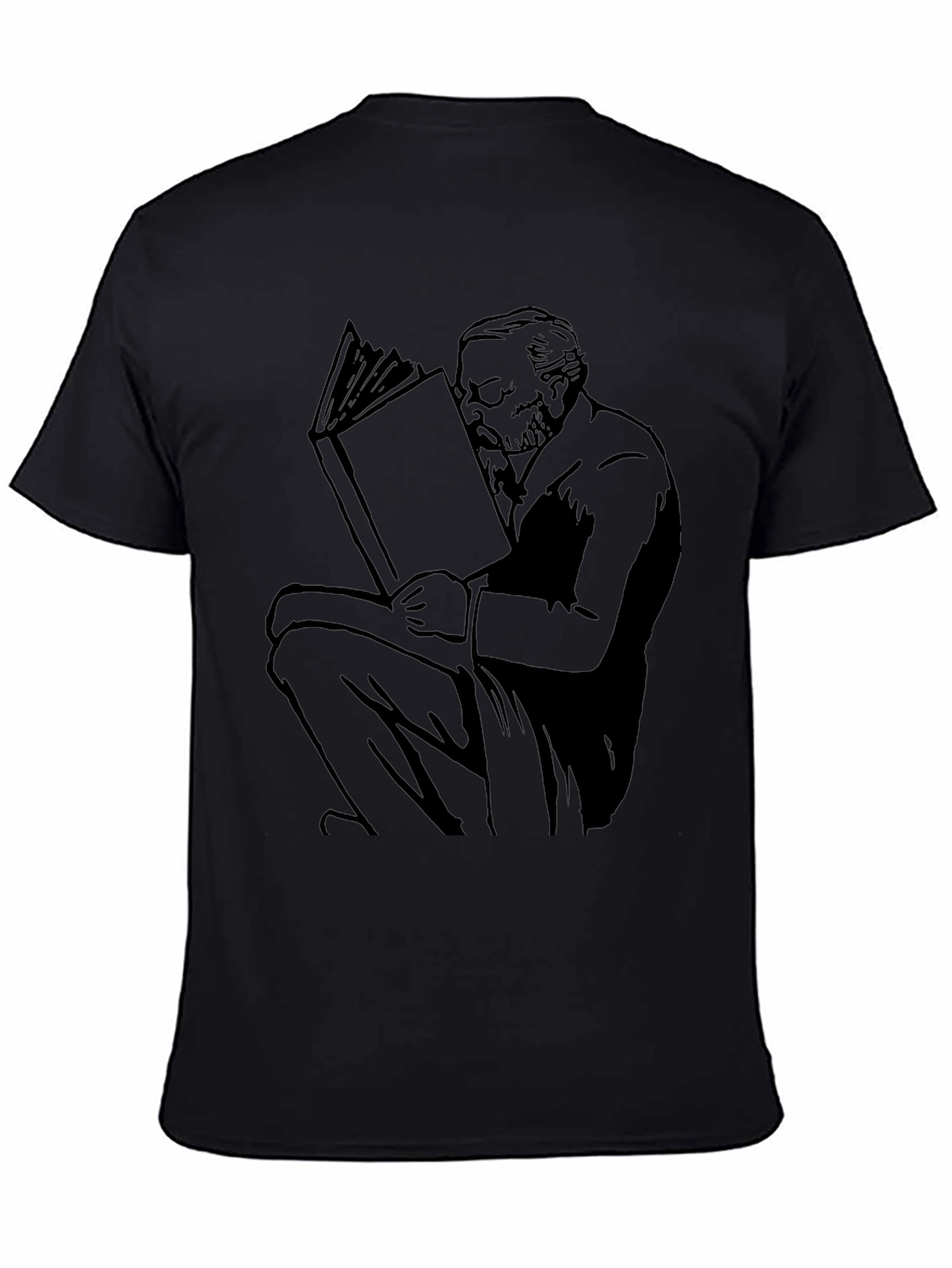 Black Reading Man Graphic Tee - Unisex Black T-Shirt view 4
