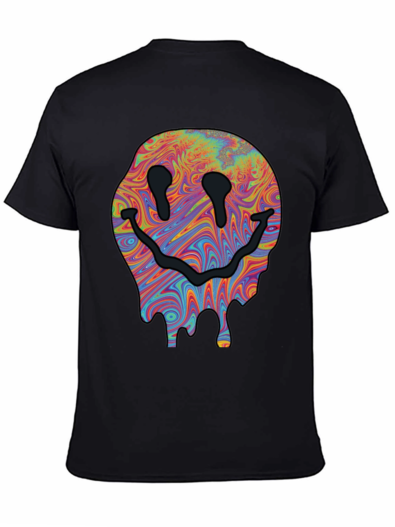 Black Melting Smiley Face Graphic Tee - Black view 4
