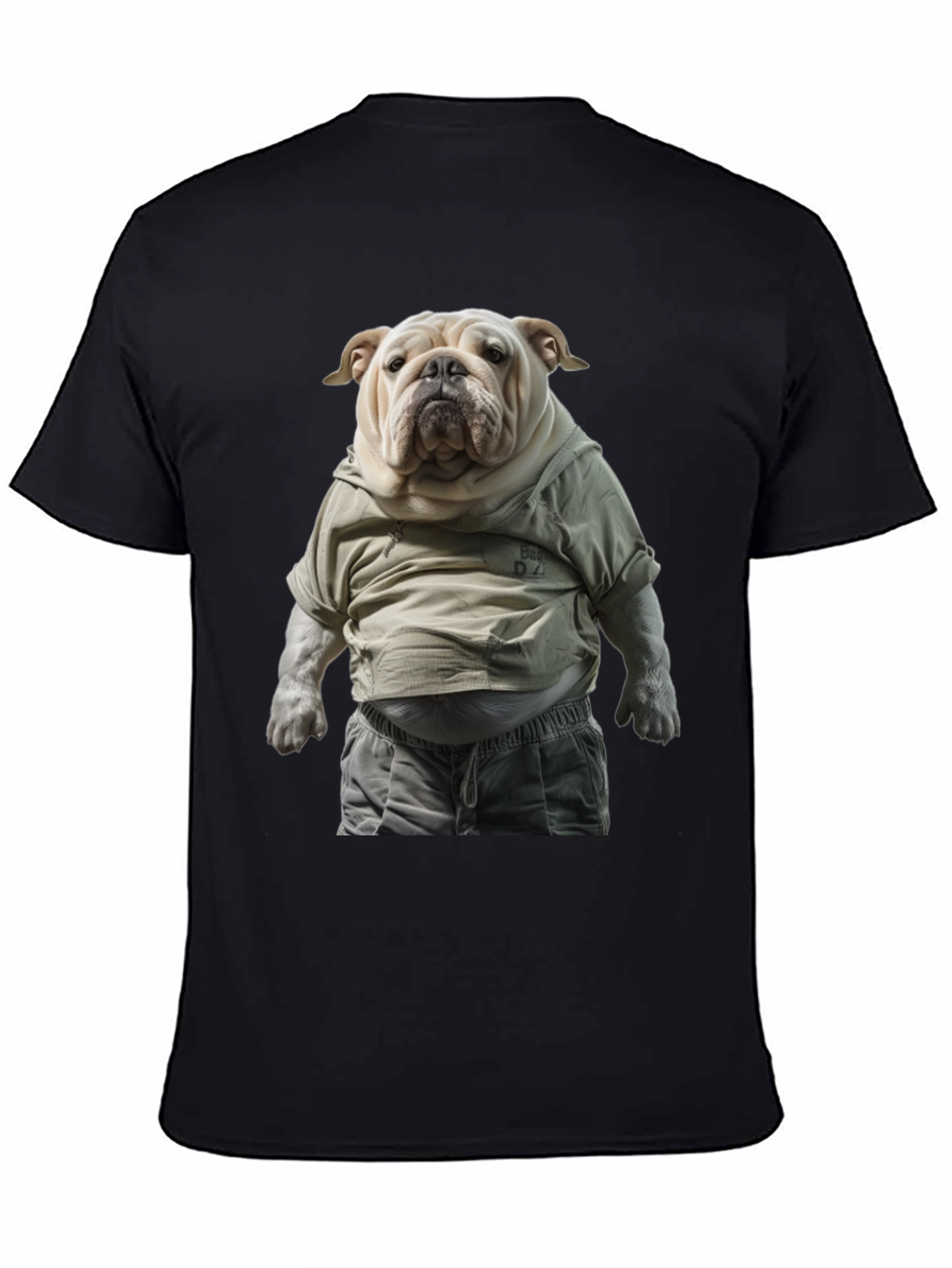 Black Bulldog in Hoodie Graphic Tee view 4