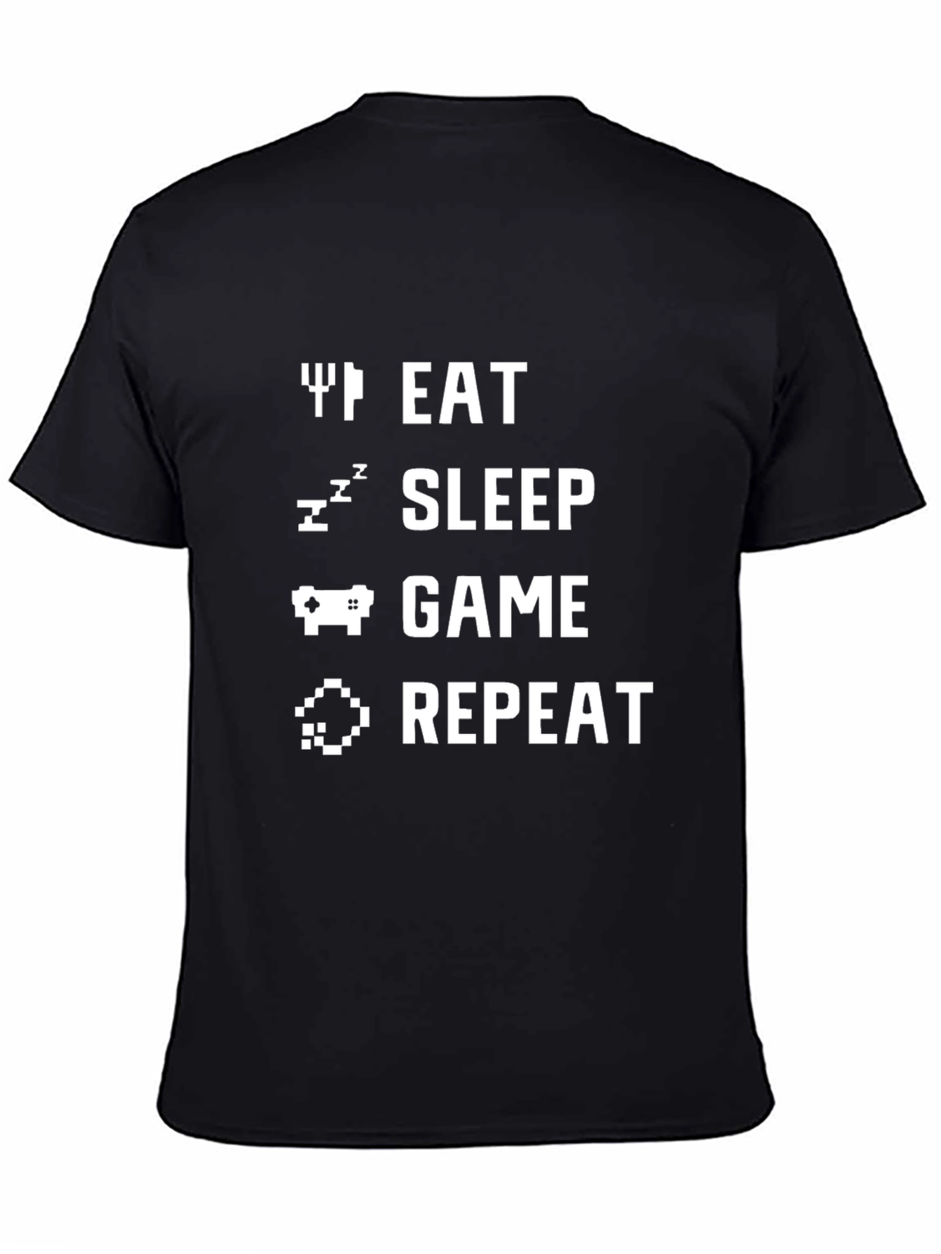 Black Eat Sleep Game Repeat Graphic Tee - Black view 4