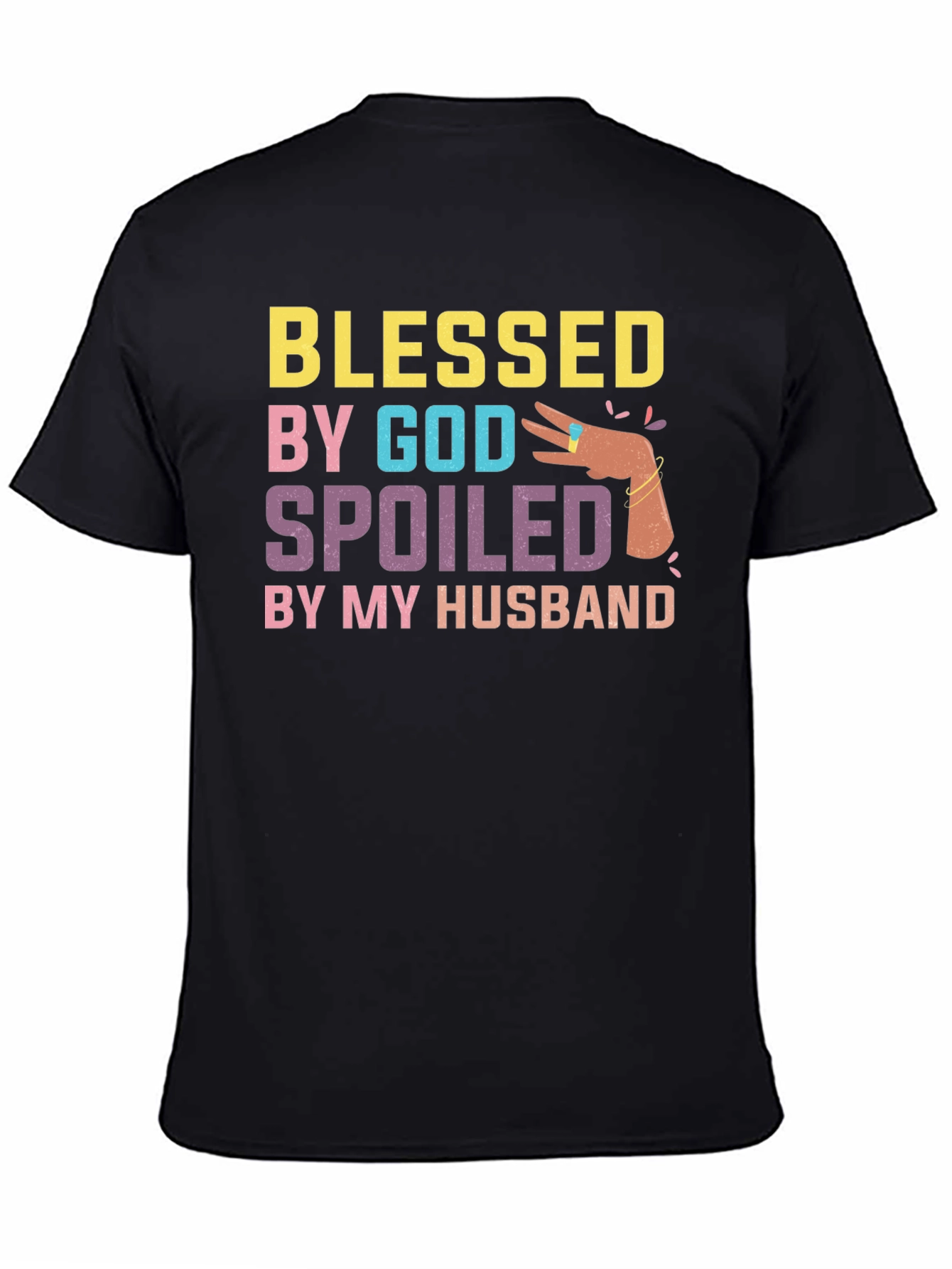 Black Blessed by God Spoiled by my Husband T-Shirt view 4