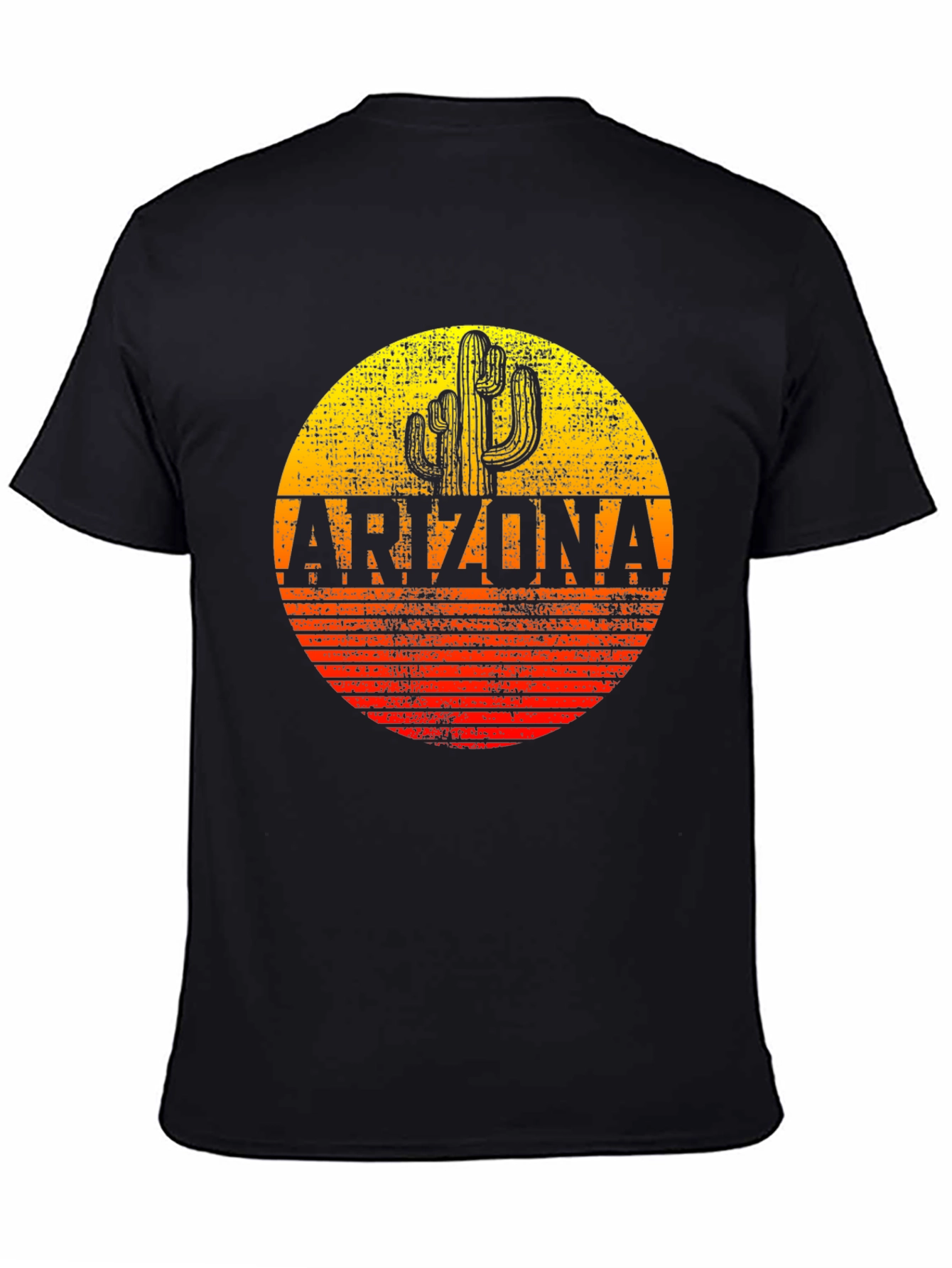 Black Arizona Cactus Graphic T-Shirt - Retro Sunset Design view 4