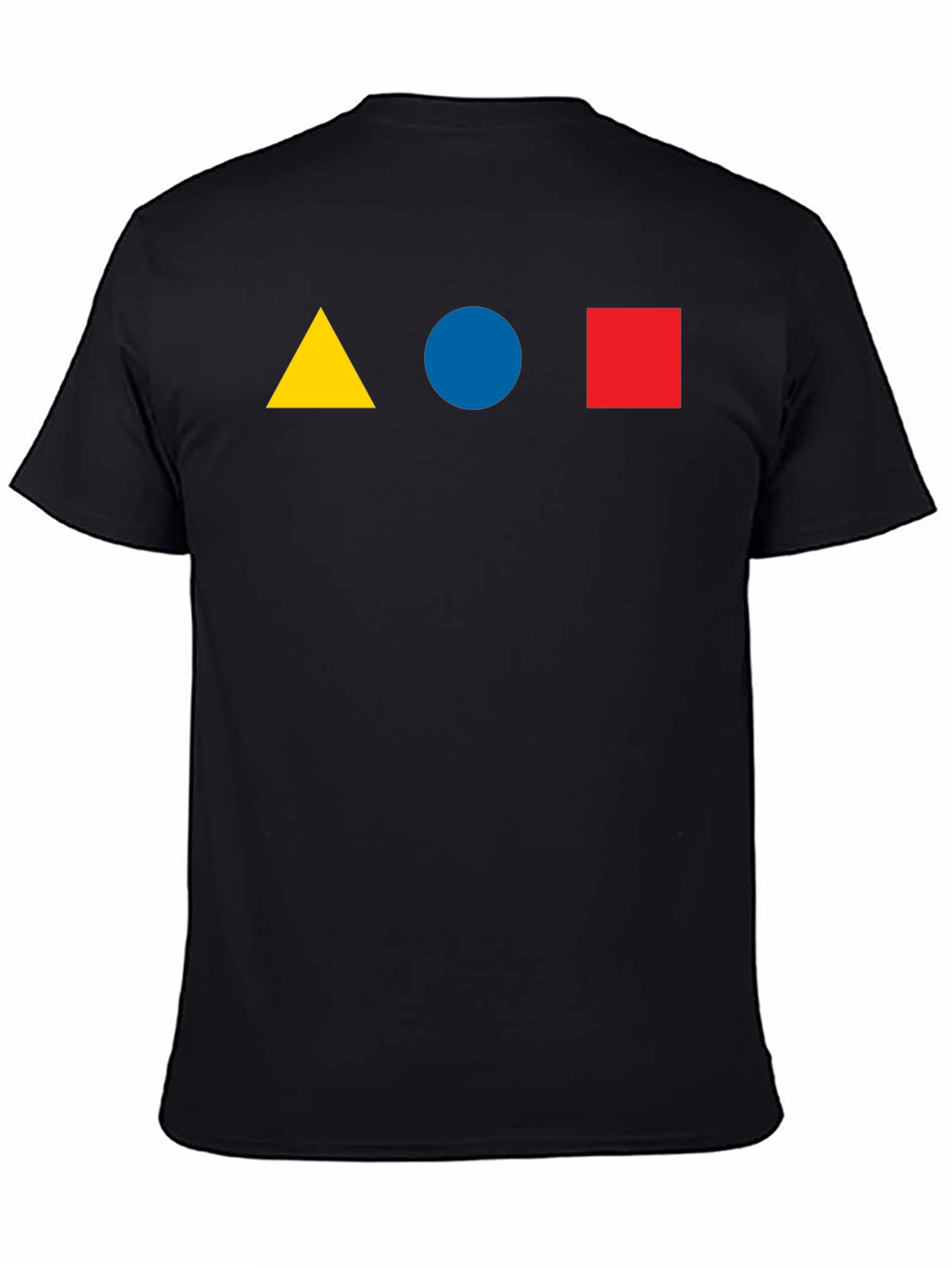 Black Geometric Shapes T-Shirt - Triangle, Circle, Square Design view 4