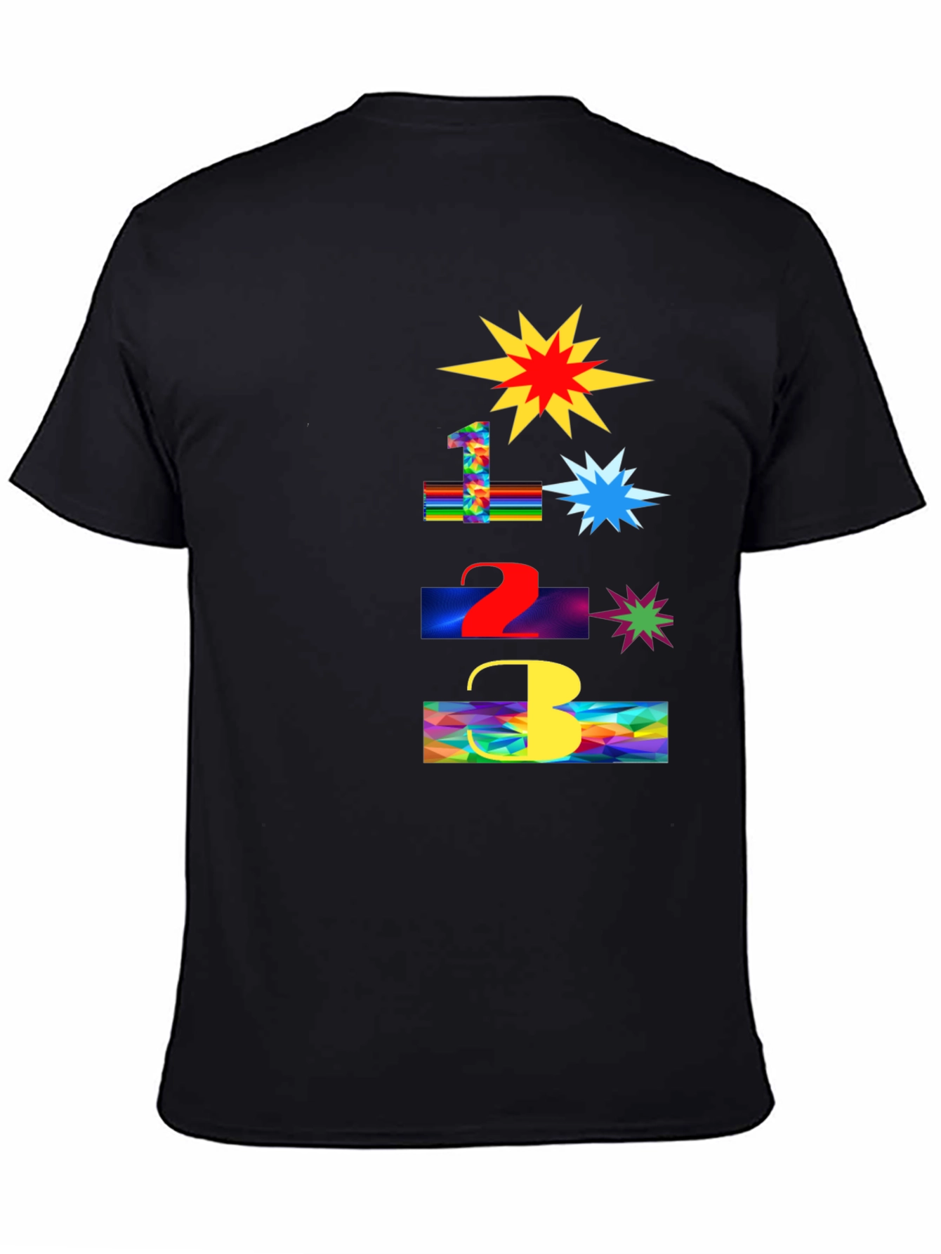 Black Fun Number Blast T-Shirt - Colorful Graphic Tee view 4