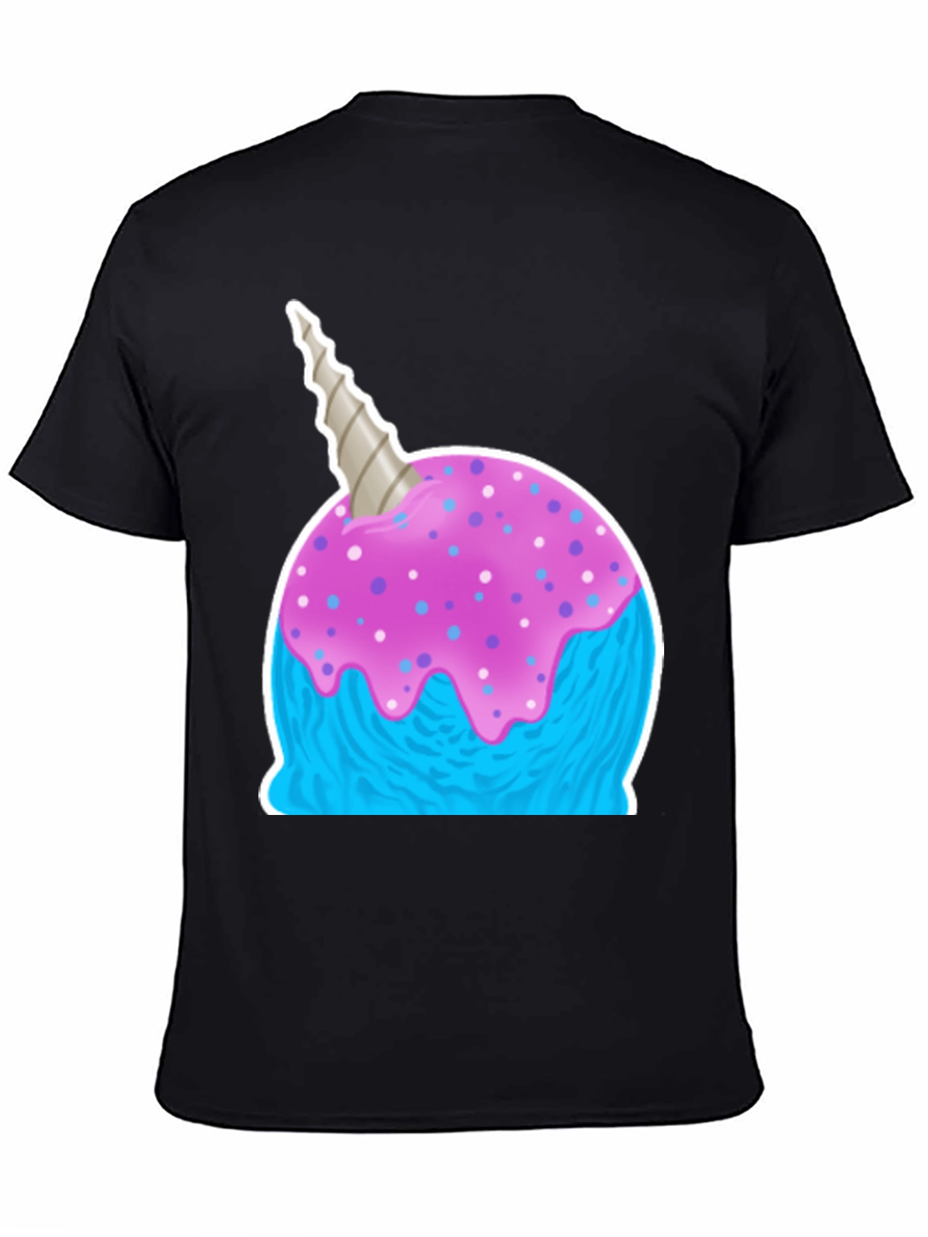 Black Narwhal Ice Cream Graphic Tee - Fun Novelty Shirt view 4