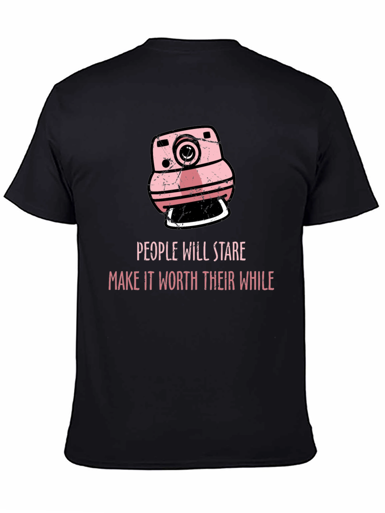 Black Retro Camera Graphic T-Shirt - "Make it Worth Their While" view 4