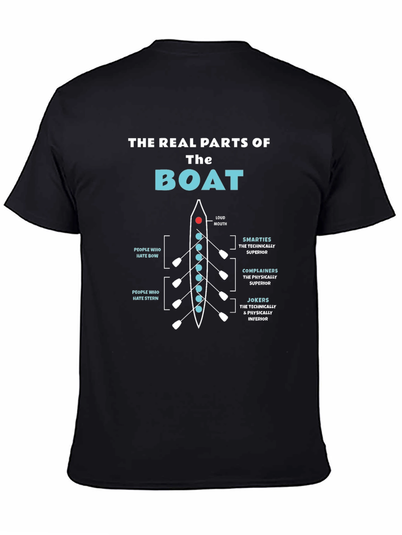 Black The Real Parts of The Boat Funny Rowing T-Shirt view 4