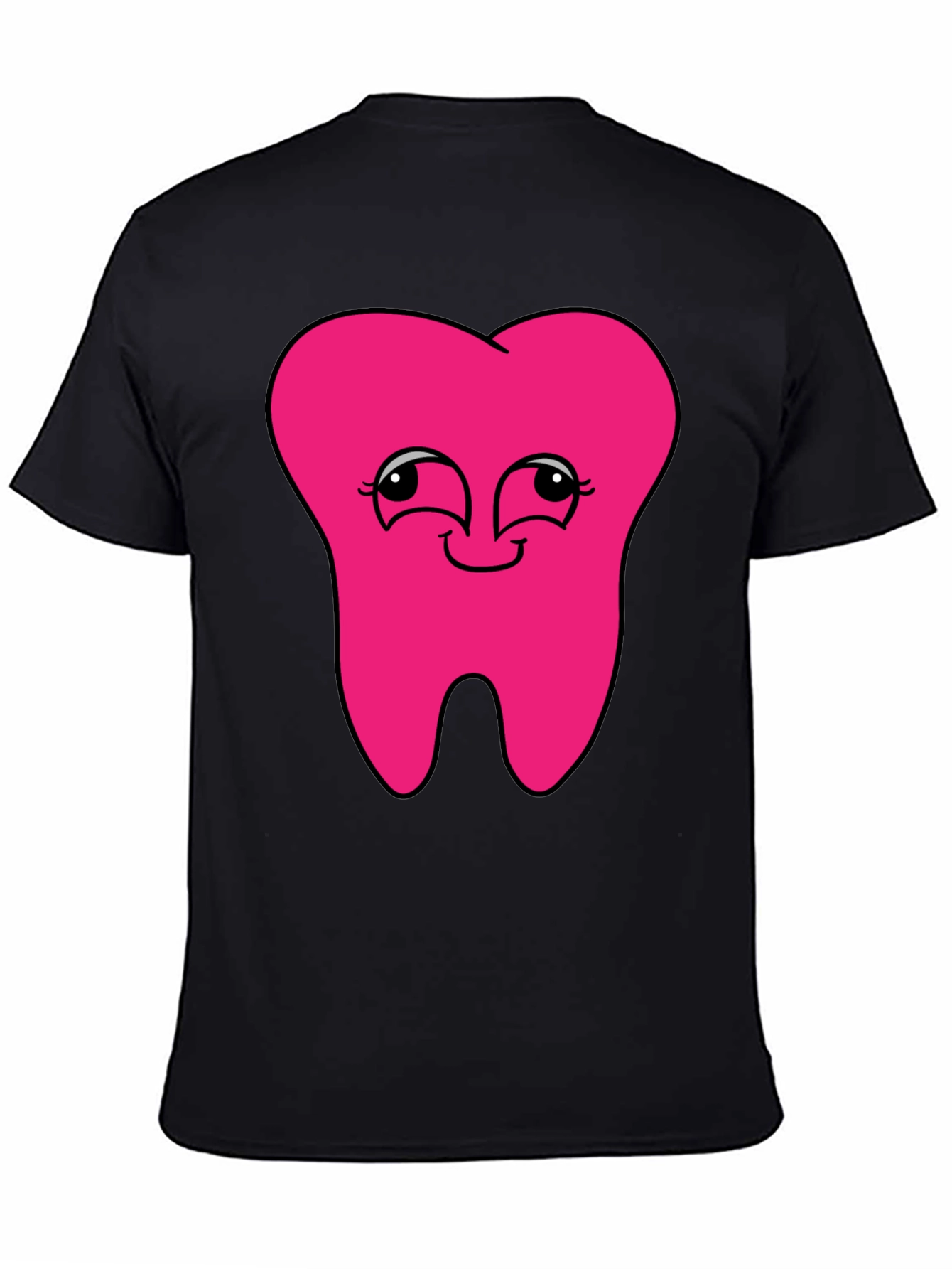 Black Funny Pink Tooth Graphic T-Shirt view 4