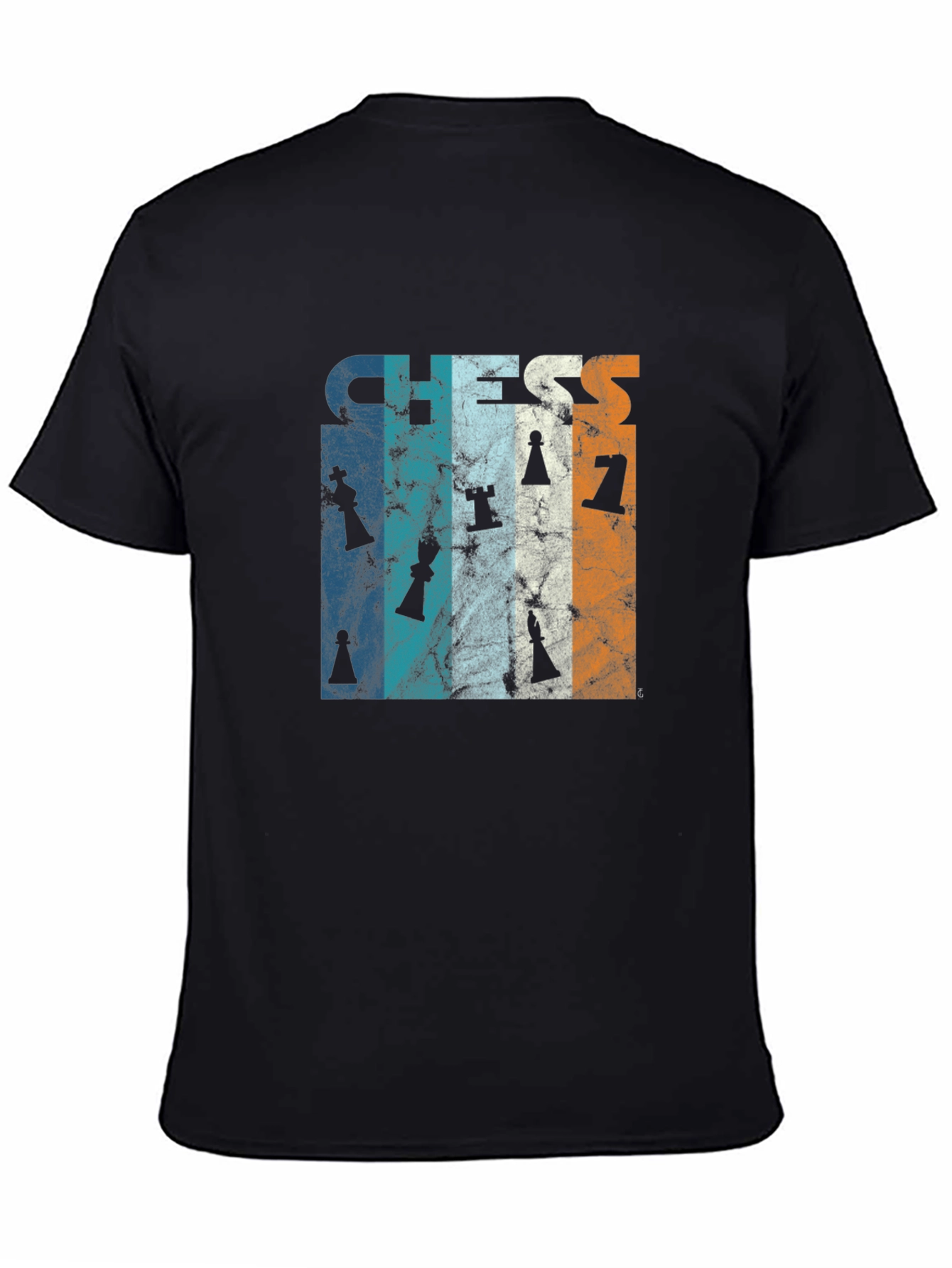 Black Chess Piece Retro Style Graphic Tee view 4