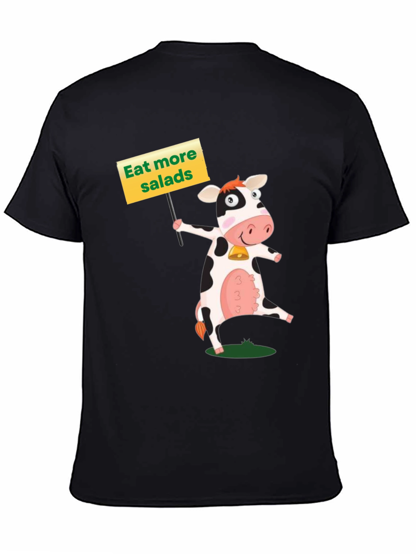 Black Eat More Salads Cow Graphic T-Shirt view 4