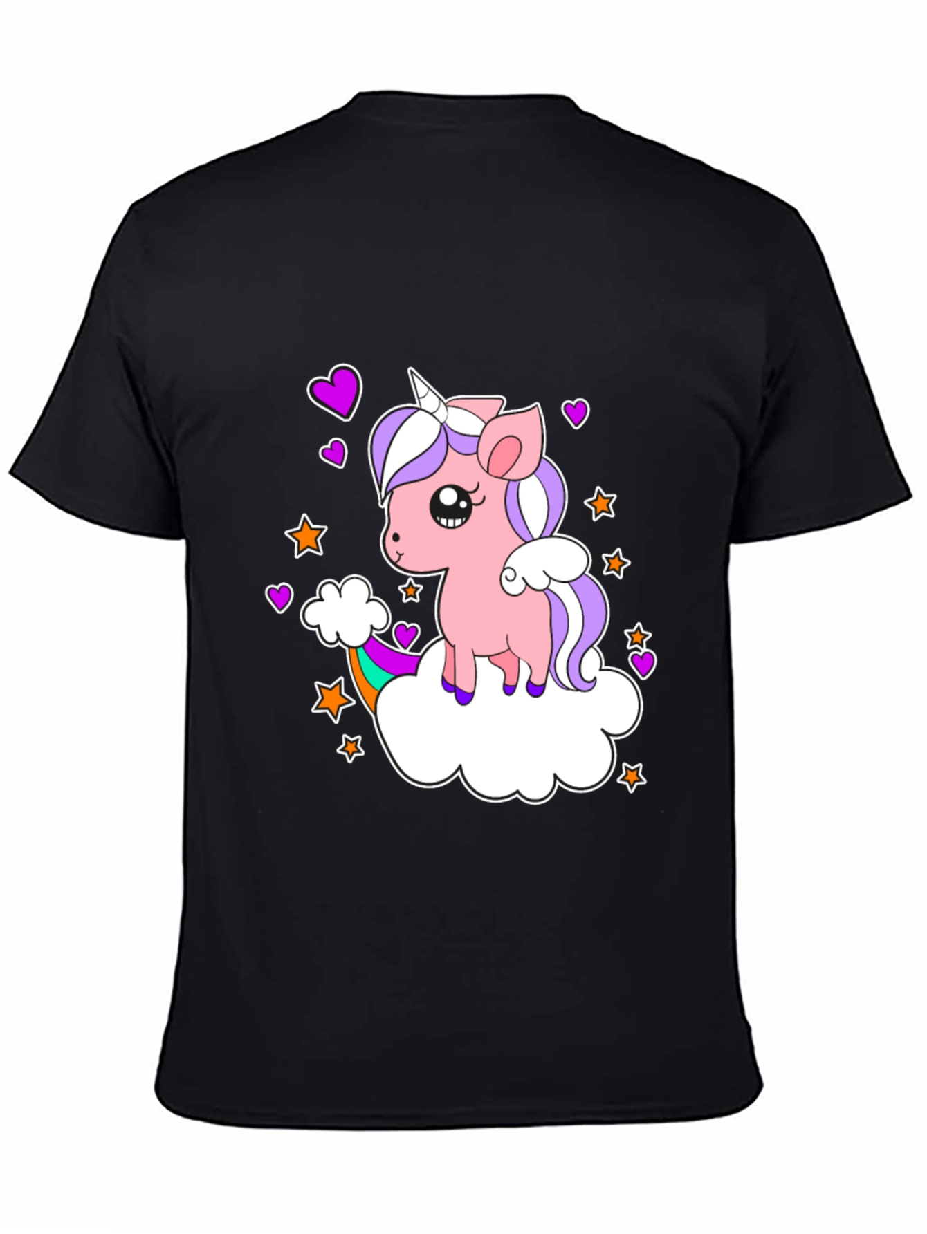 Black Cute Unicorn T-Shirt: Whimsical Rainbow Design view 4