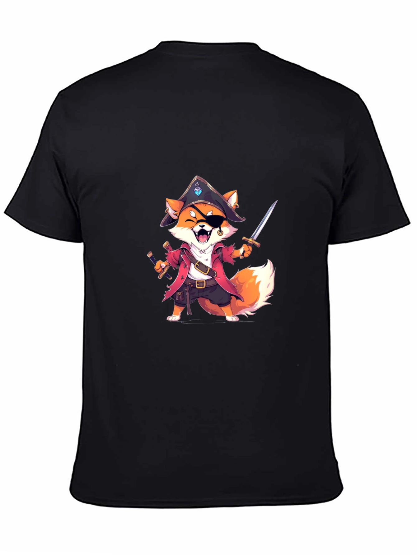 Black Pirate Fox Graphic Tee - Soft Cotton Blend view 4