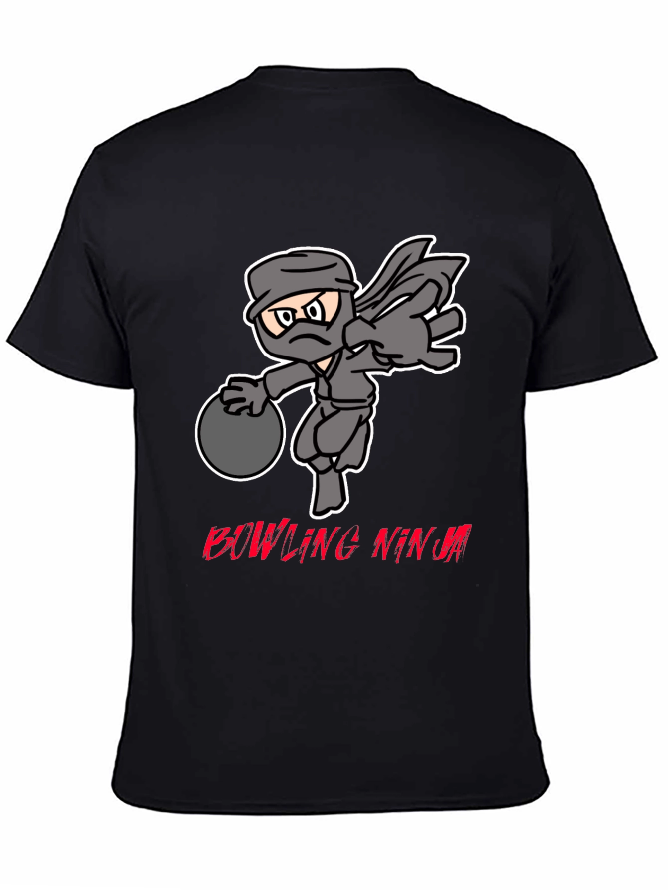 Black Bowling Ninja Graphic Tee - Strike with Stealth! view 4