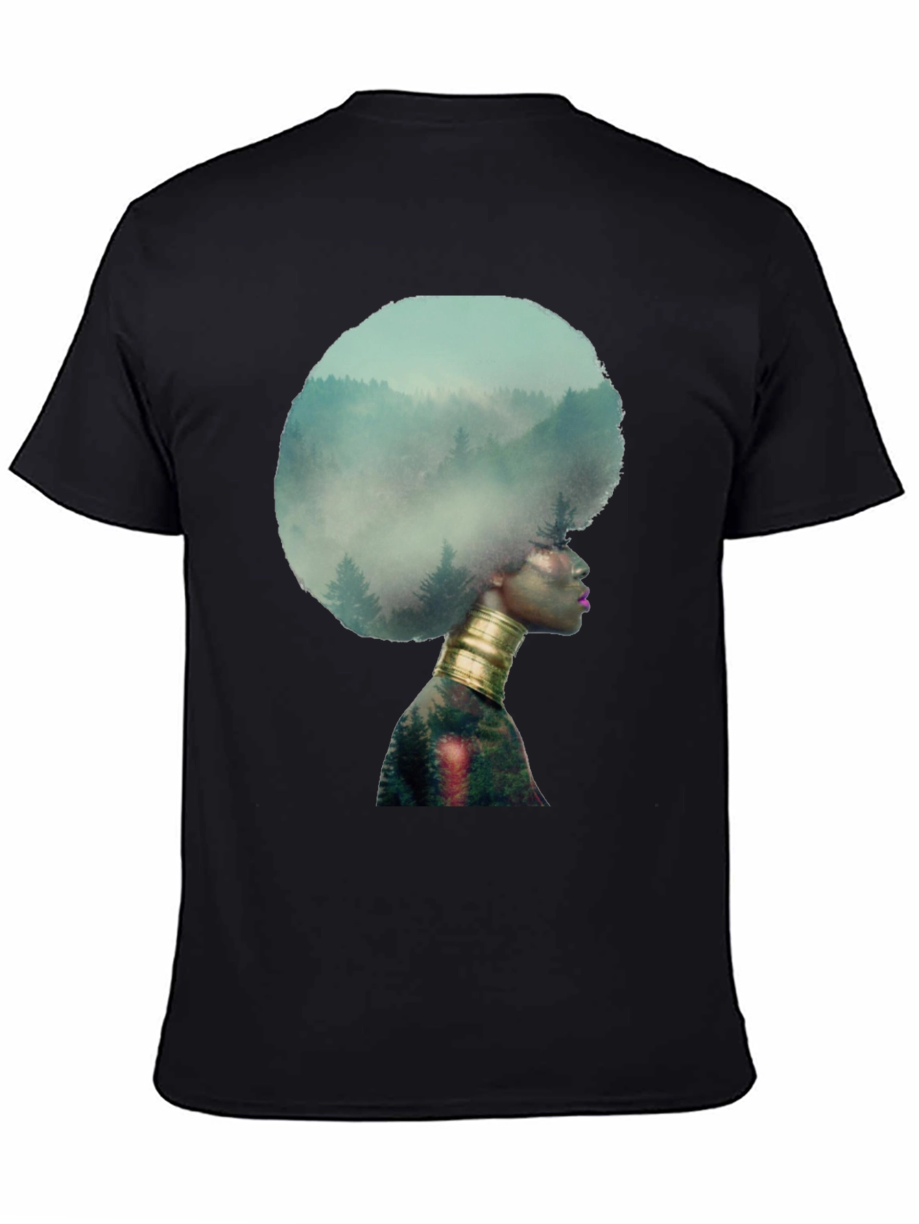 Black Nature Afro Graphic Tee - Black view 4