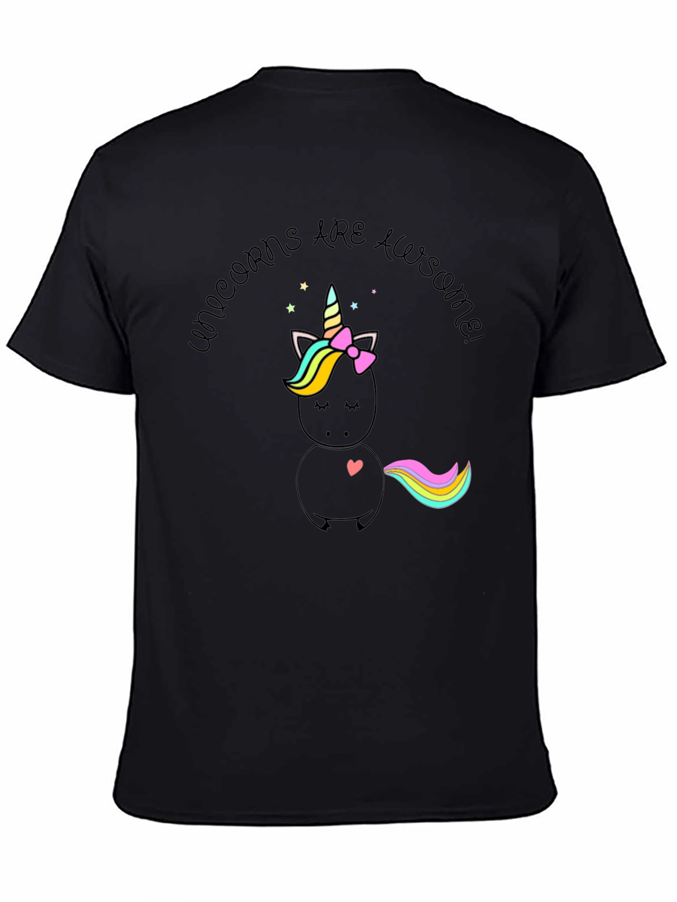Black Unicorns Are Awesome! Black T-Shirt view 4