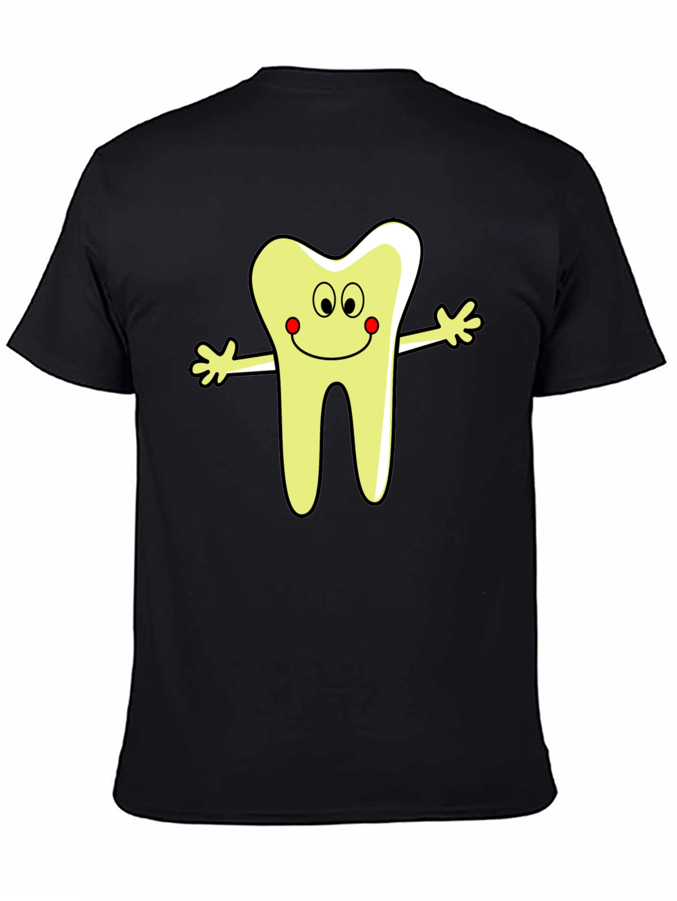 Black Cartoon Tooth Graphic T-Shirt - Black Cotton Tee view 4