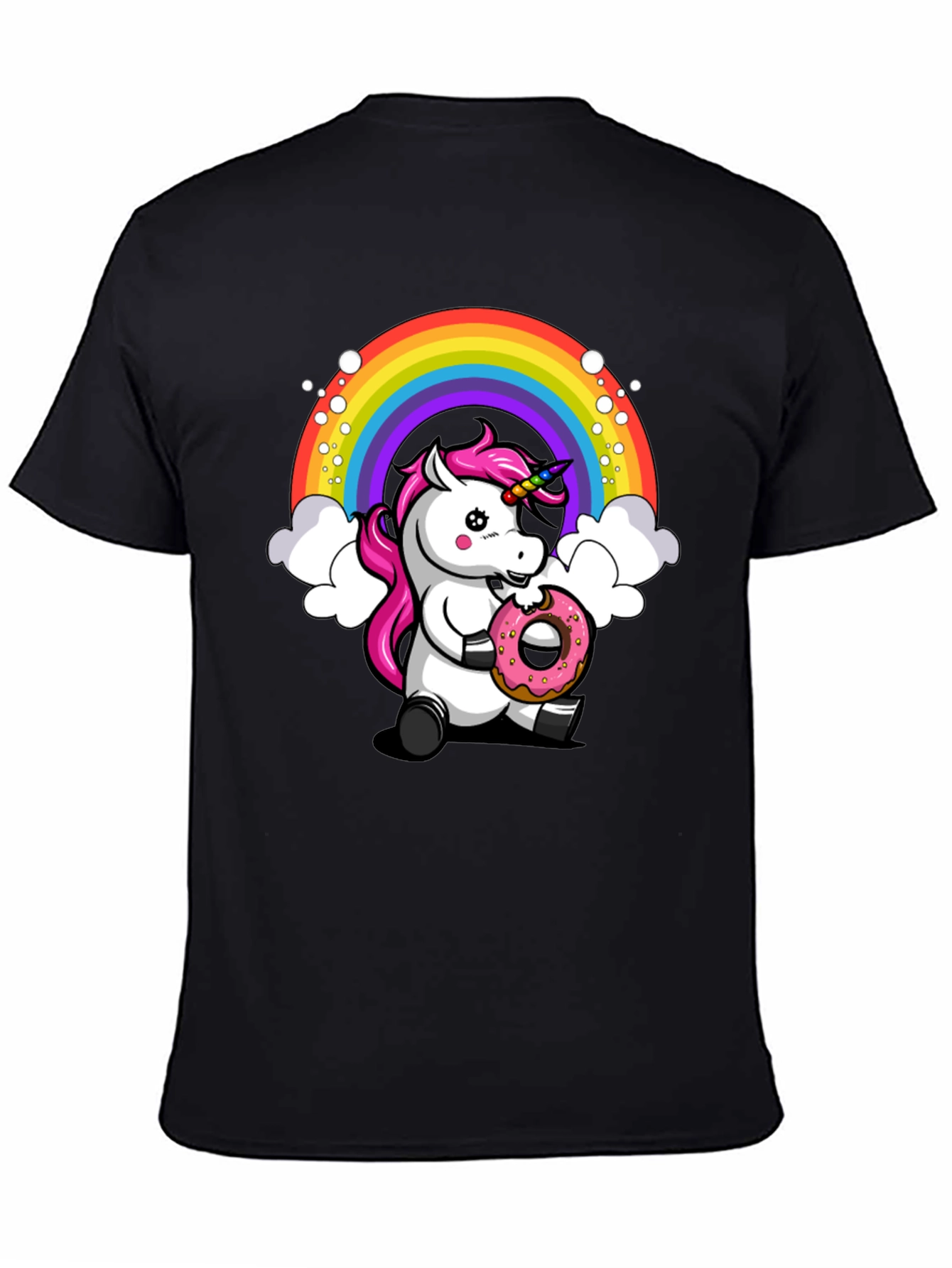 Black Unicorn Donut T-Shirt - Rainbow Graphic Tee view 4