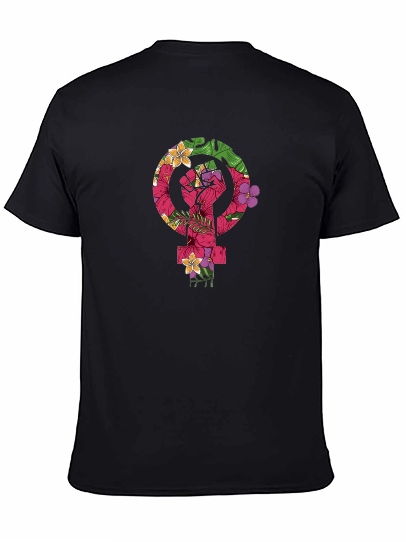 Black Feminist Floral Fist T-Shirt view 4