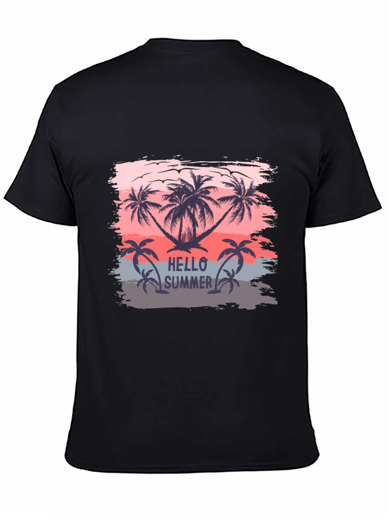 Black Hello Summer Palm Tree T-Shirt view 4
