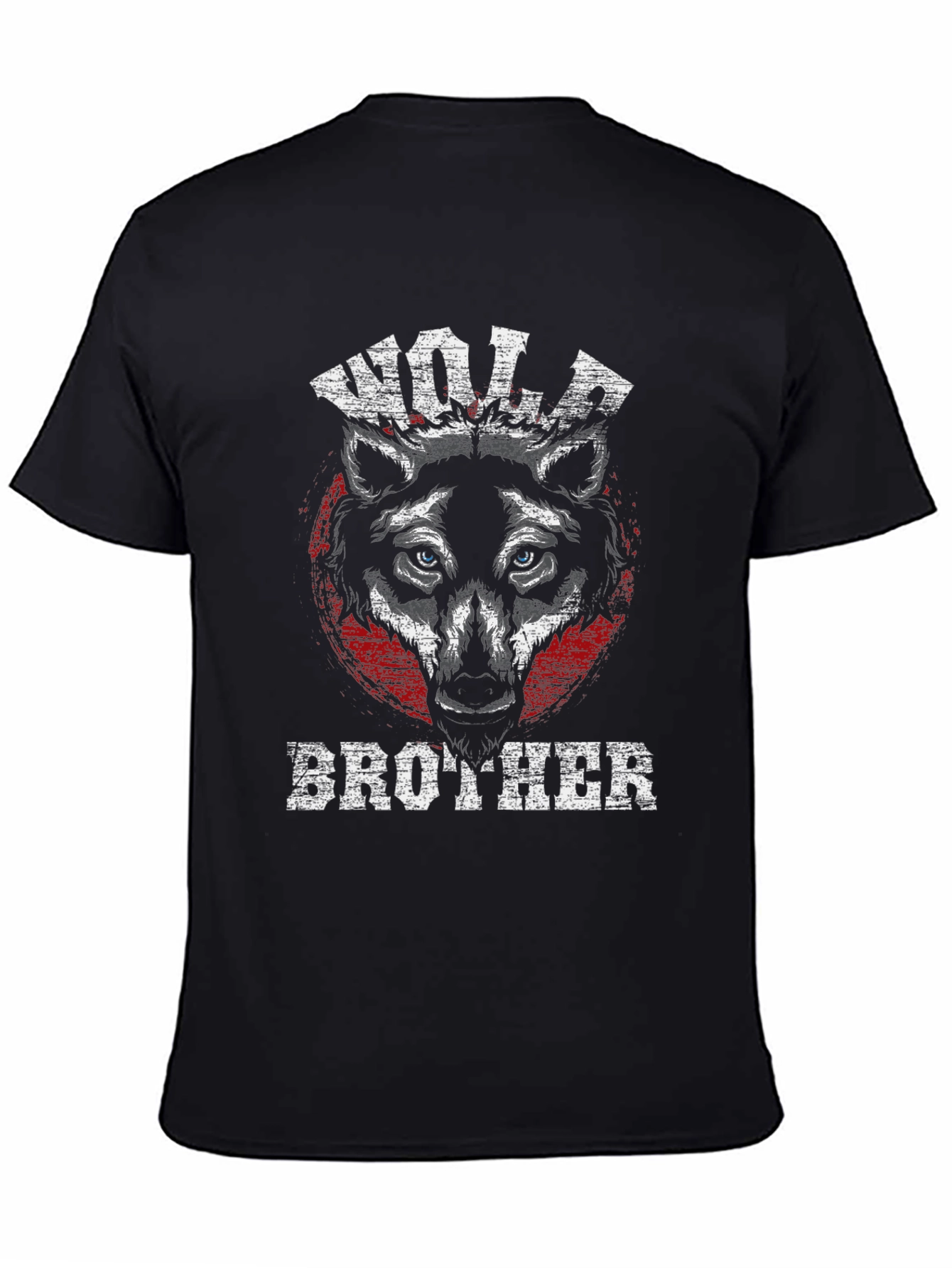 Black Wolf Brother Graphic Tee - Black Cotton T-Shirt view 4