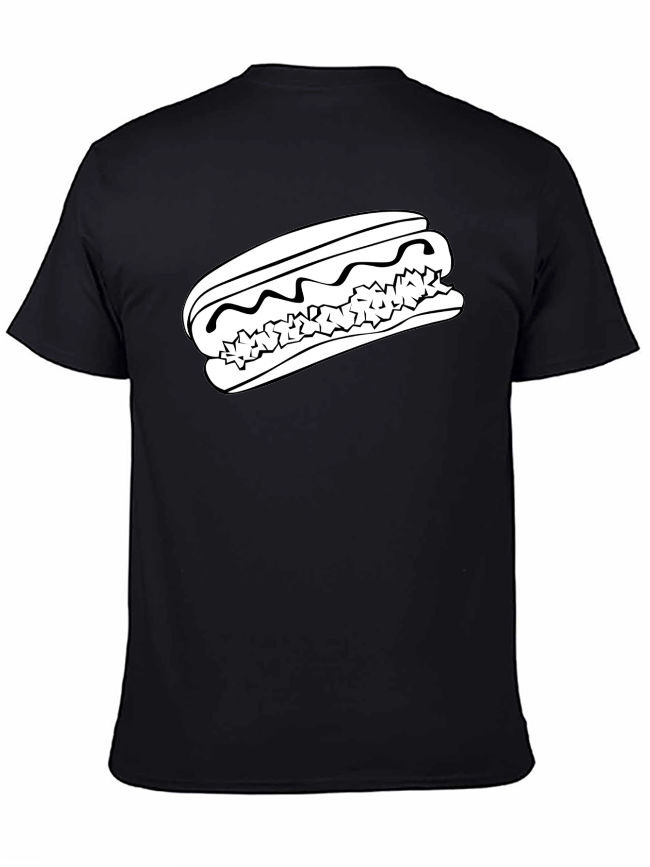 Black Hot Dog Graphic Tee - Unisex Black T-Shirt view 4