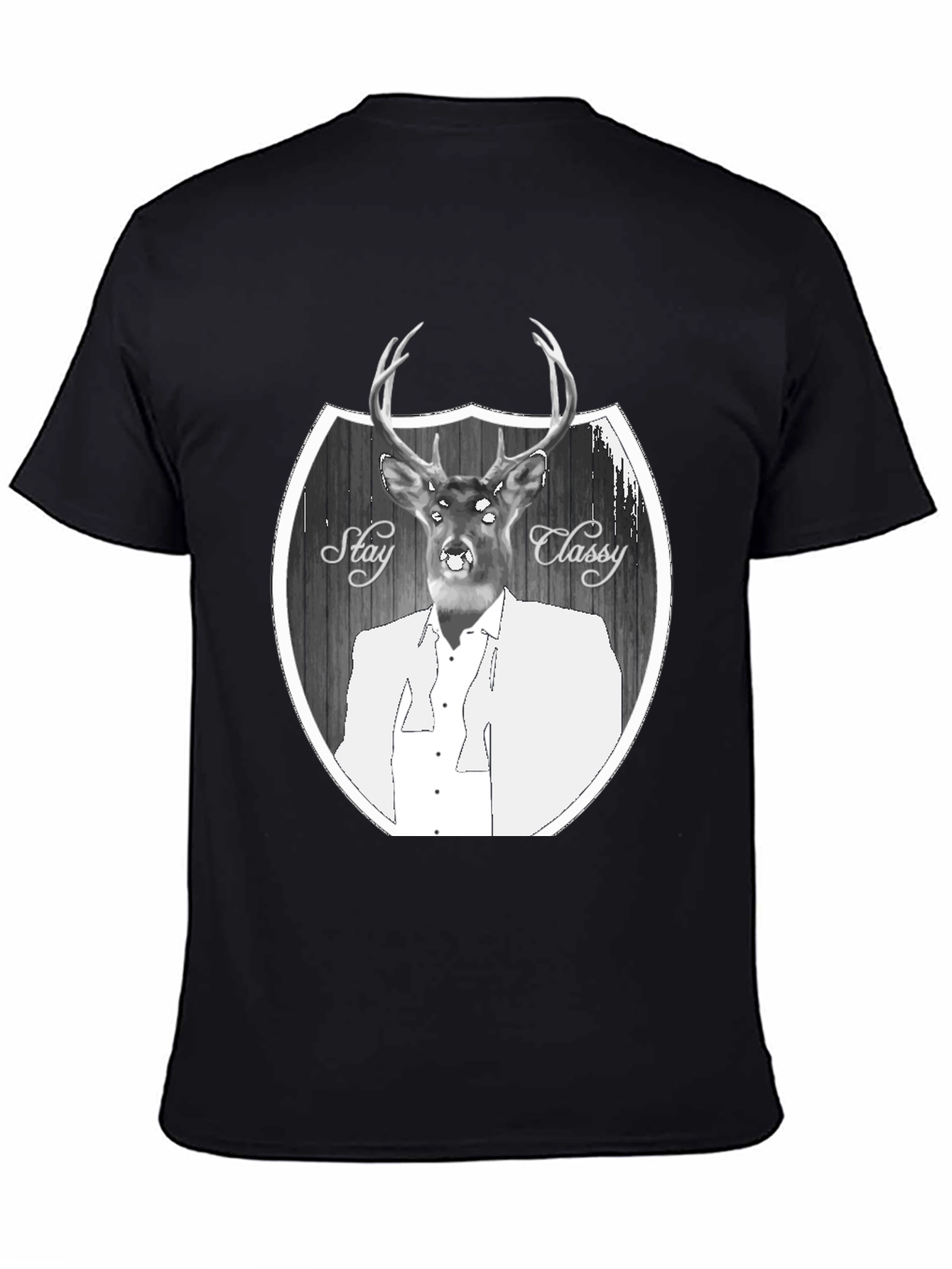 Black Stay Classy Deer Graphic T-Shirt - Men's Black Tee view 4