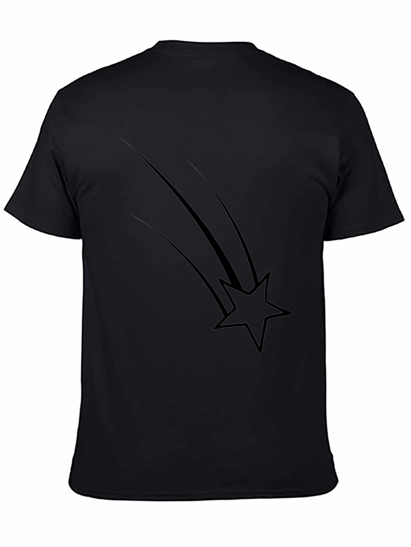 Black Men's Black Graphic Tee - Shooting Star Design view 4
