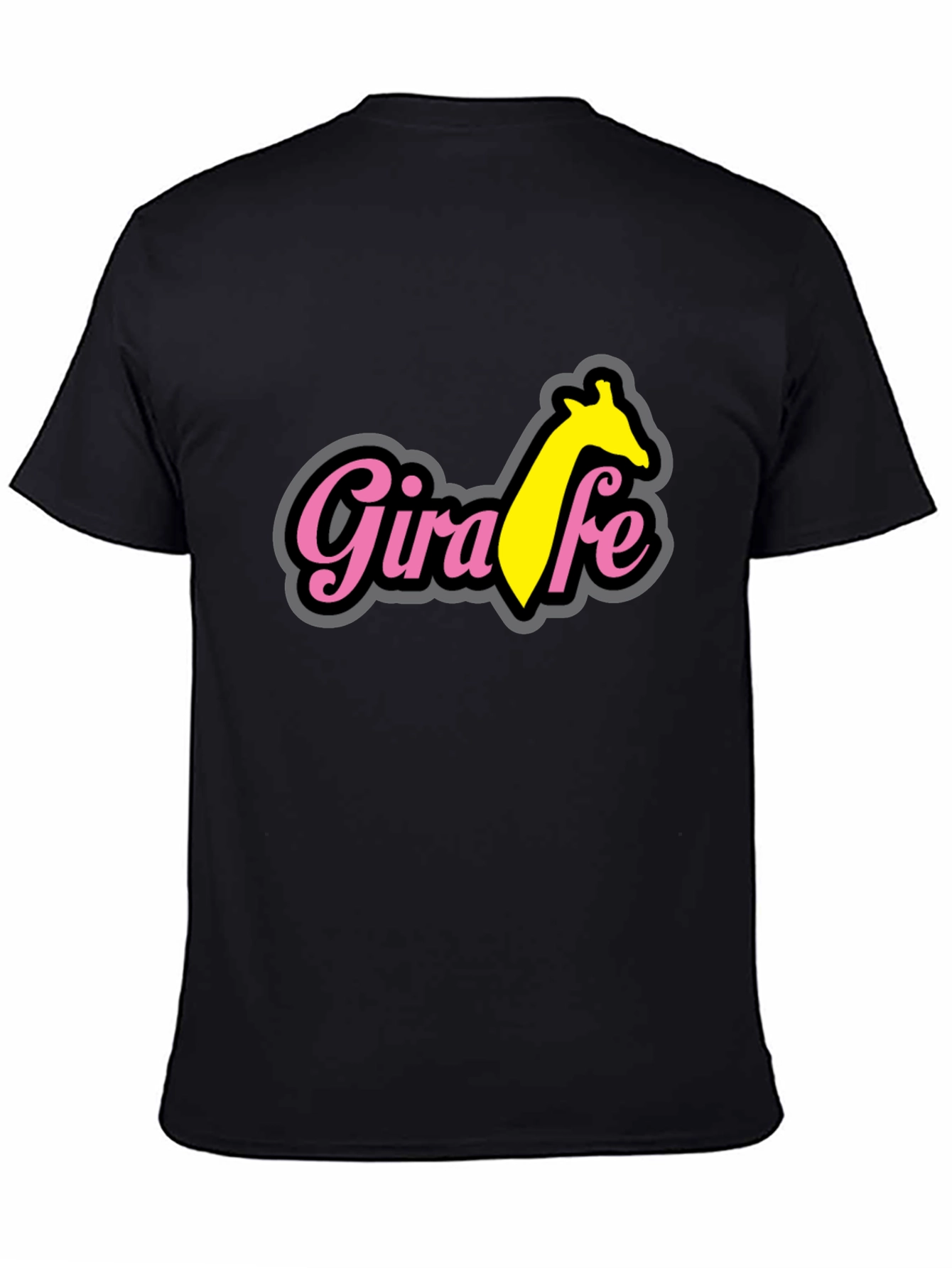 Black Giraffe T-Shirt - Black Cotton Blend Tee view 4