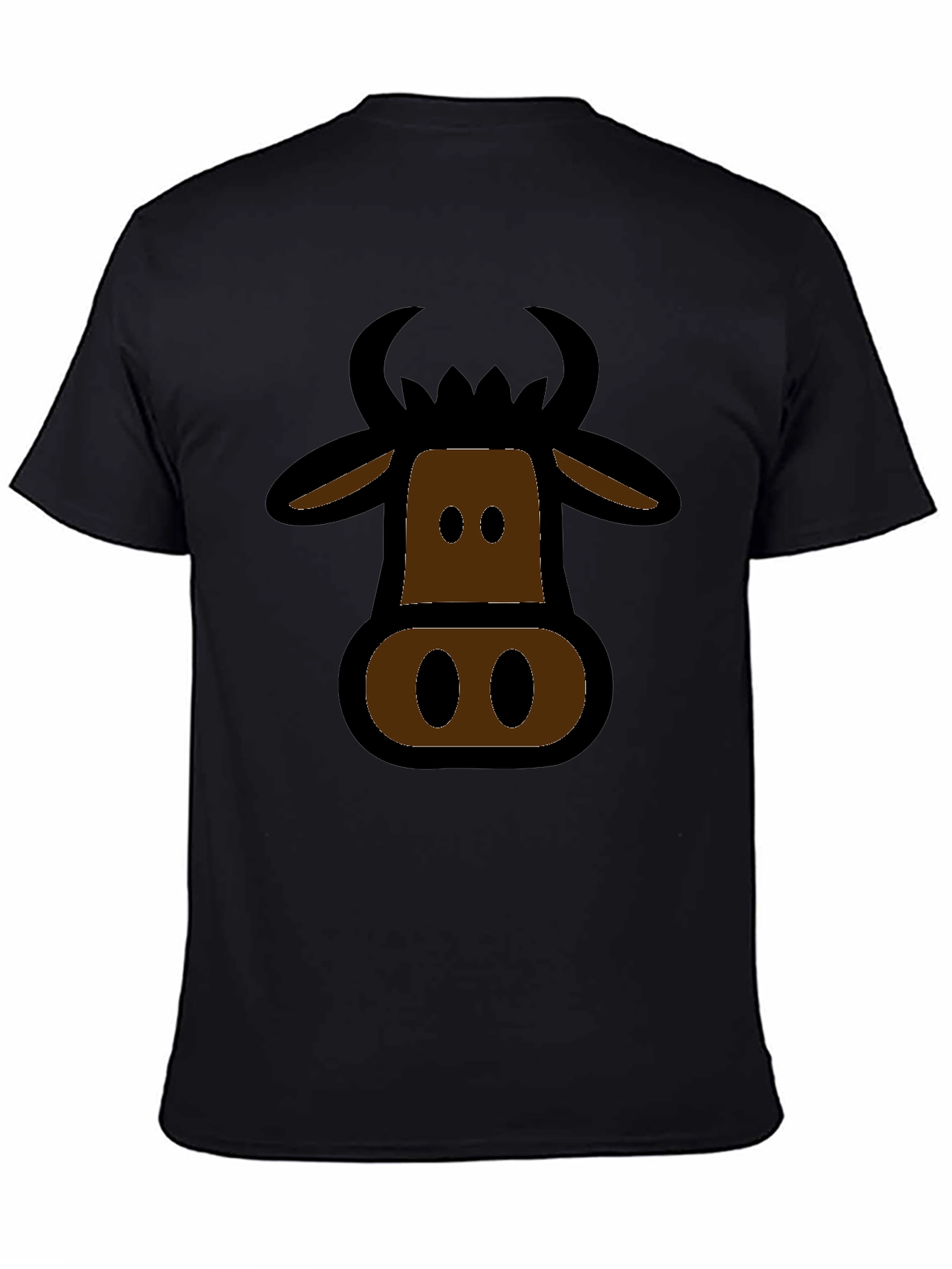 Black Cartoon Cow Graphic Black T-Shirt view 4
