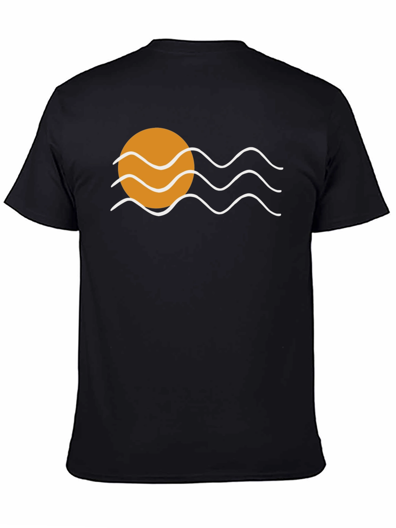 Black Sunset Waves Graphic Tee - Black Cotton Comfort view 4