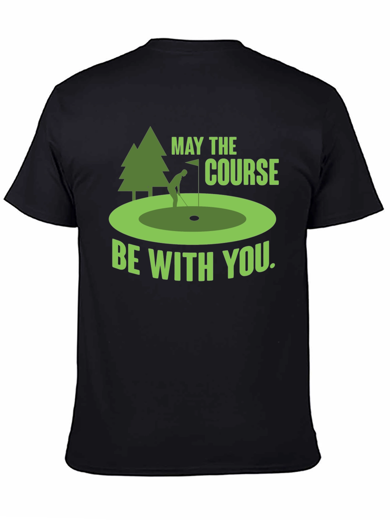Black Funny Golf T-Shirt: May The Course Be With You view 4
