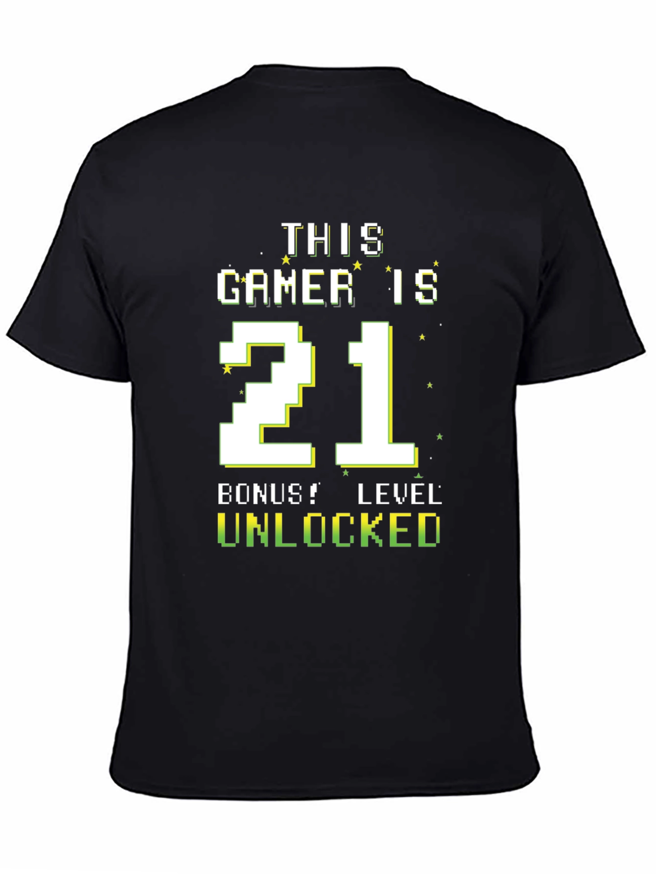 Black Gamer 21st Birthday Level Unlocked T-Shirt view 4