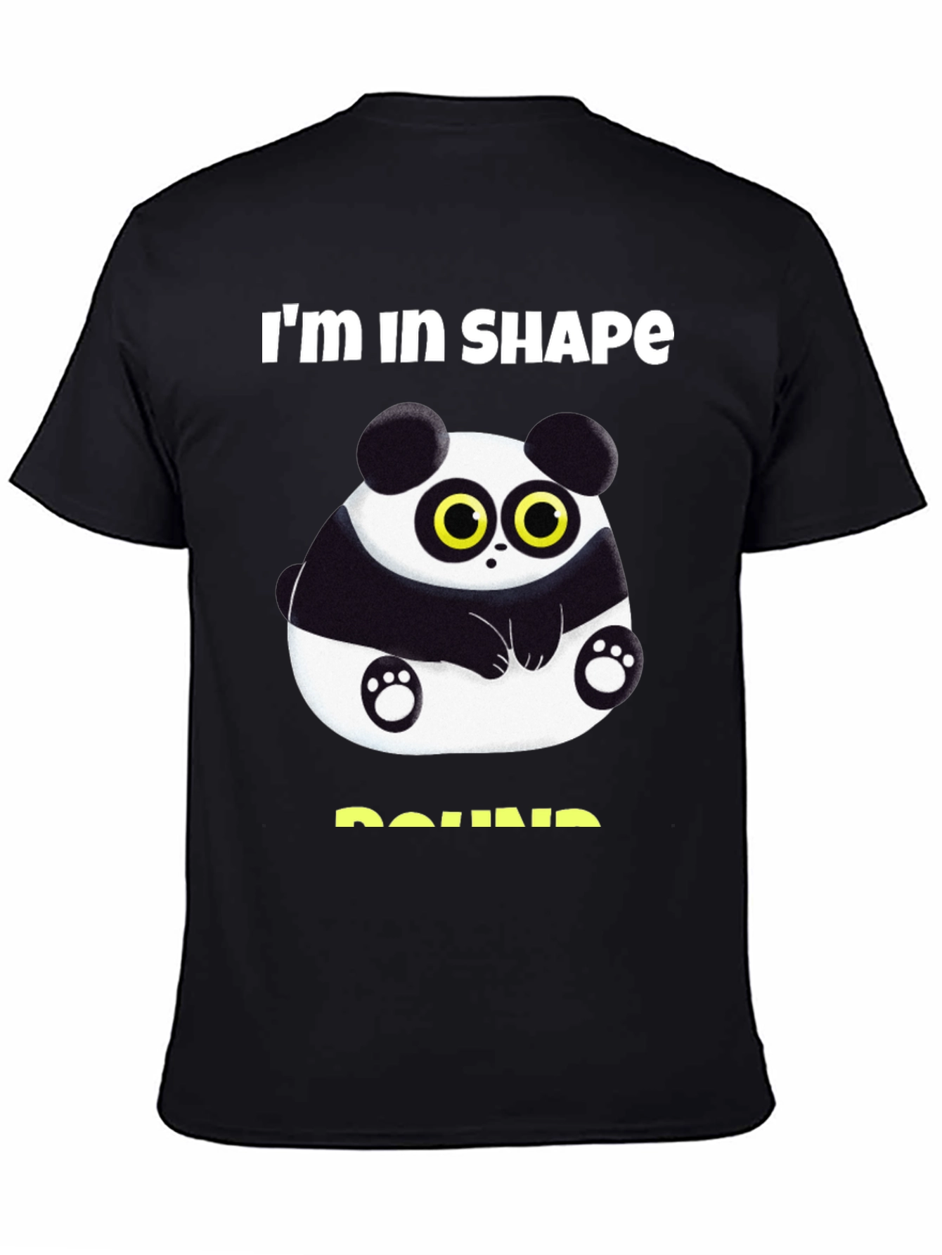 Black Funny Panda Round Shape T-Shirt view 4