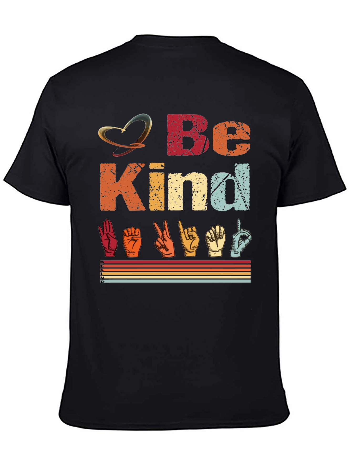 Black Be Kind Sign Language T-Shirt view 4
