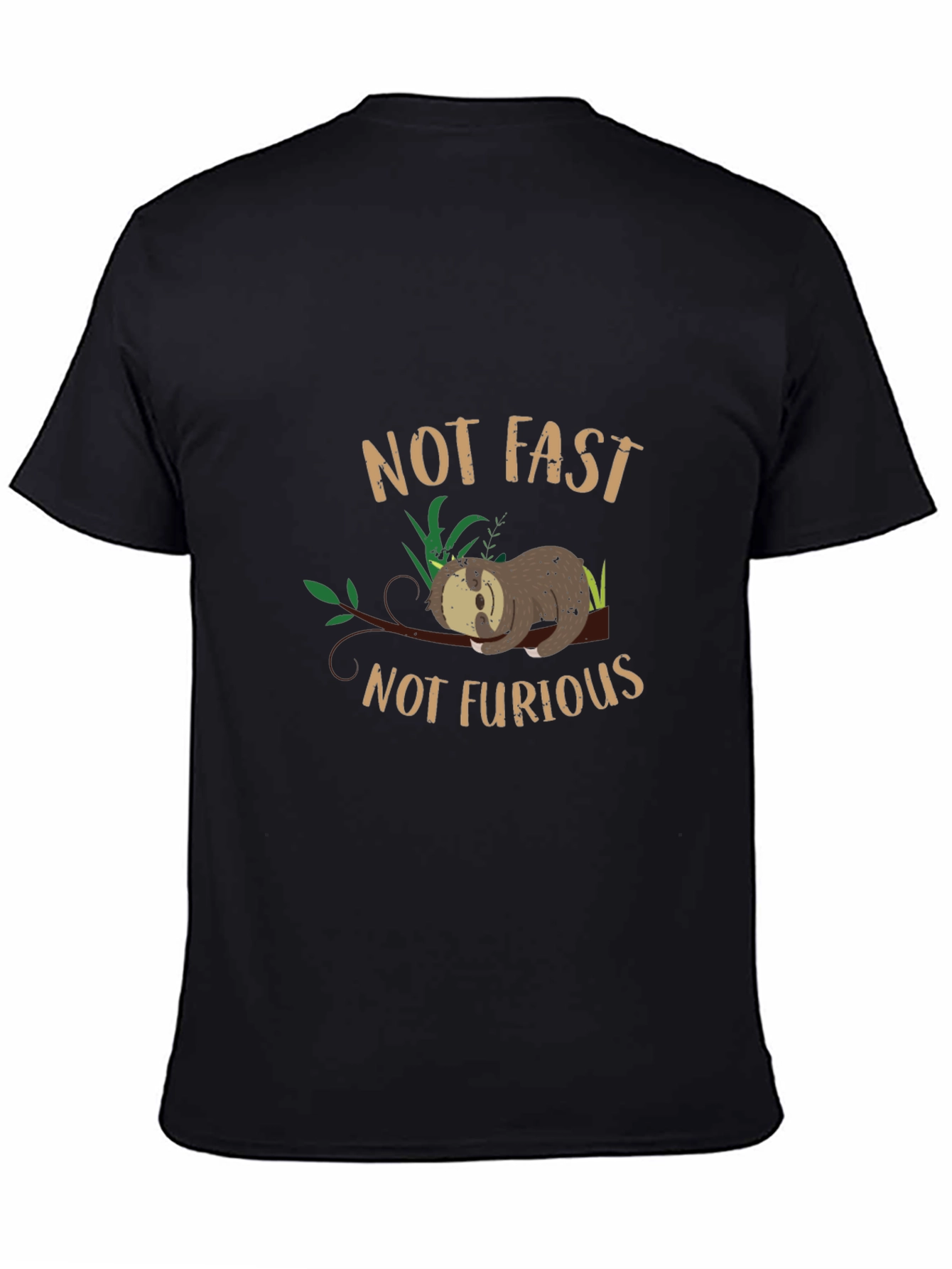 Black Not Fast Not Furious Sloth Graphic Tee - Black view 4