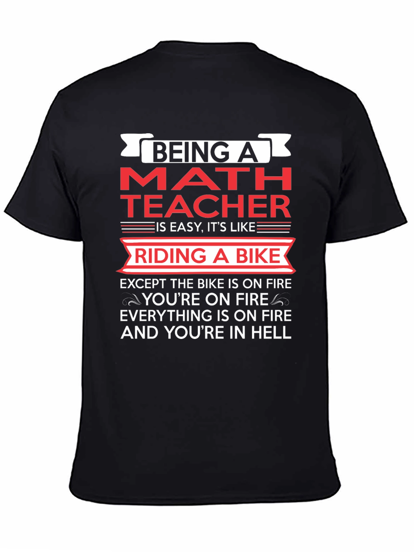 Black Funny Math Teacher Riding a Bike T-Shirt view 4