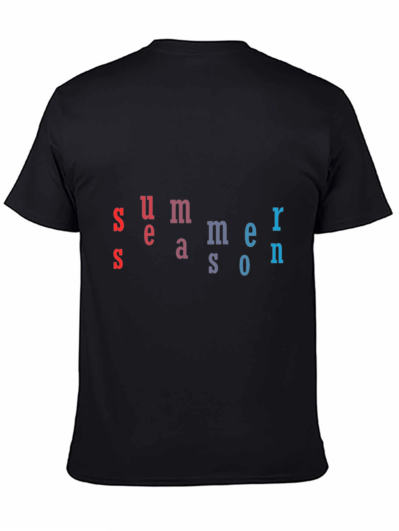 Black Summer Season T-Shirt - Unique Letter Design view 4