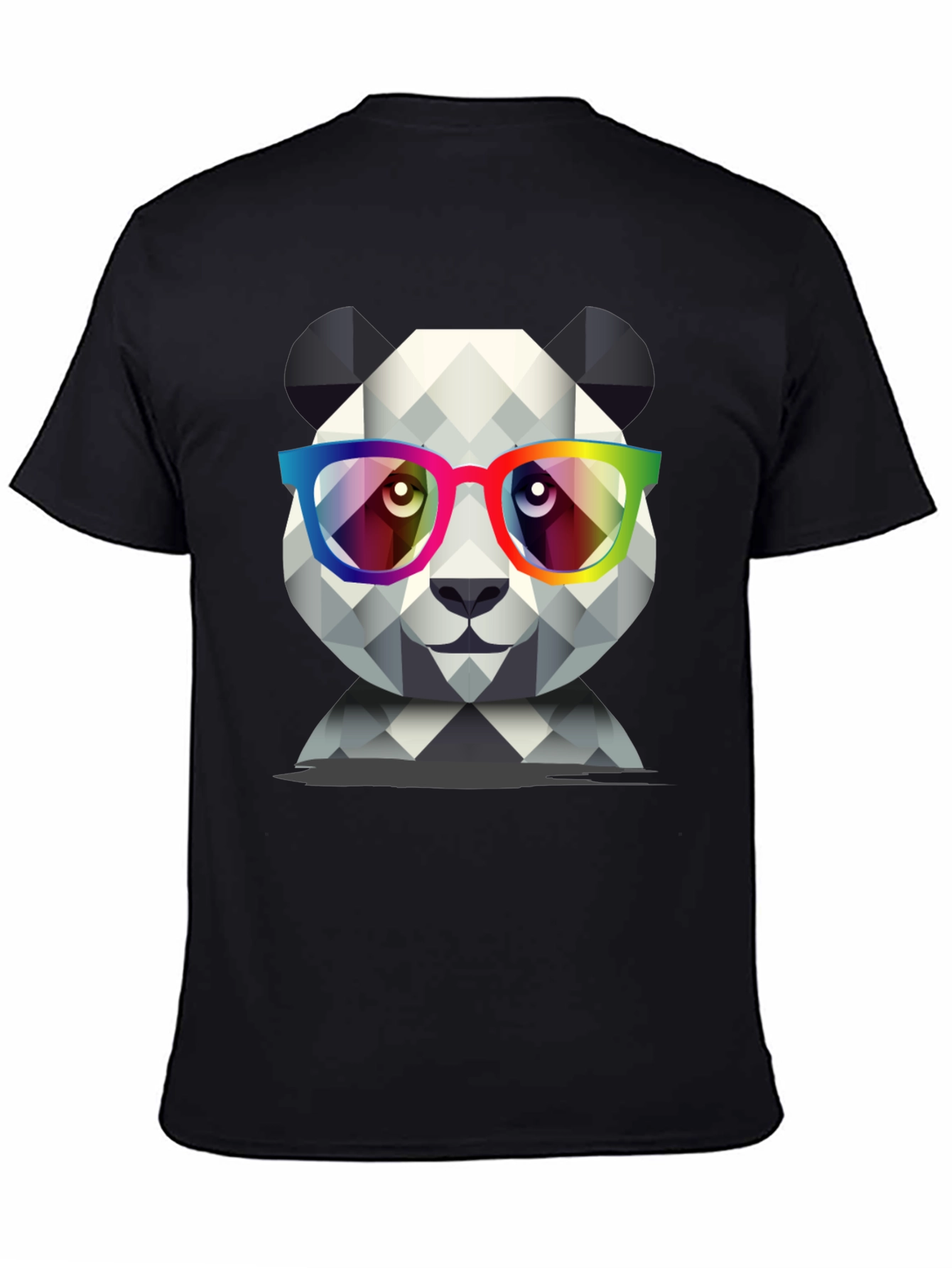 Black Geometric Panda T-Shirt view 4