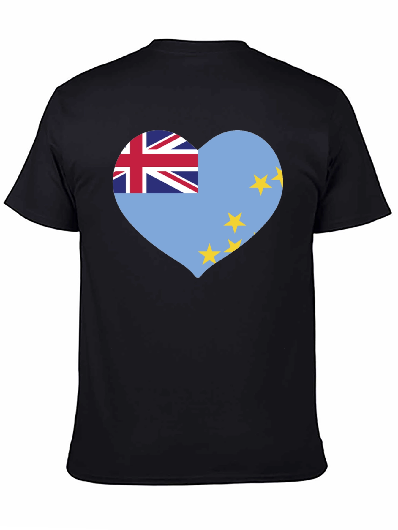 Black Tuvalu Flag Heart T-Shirt - Show Your Pride! view 4
