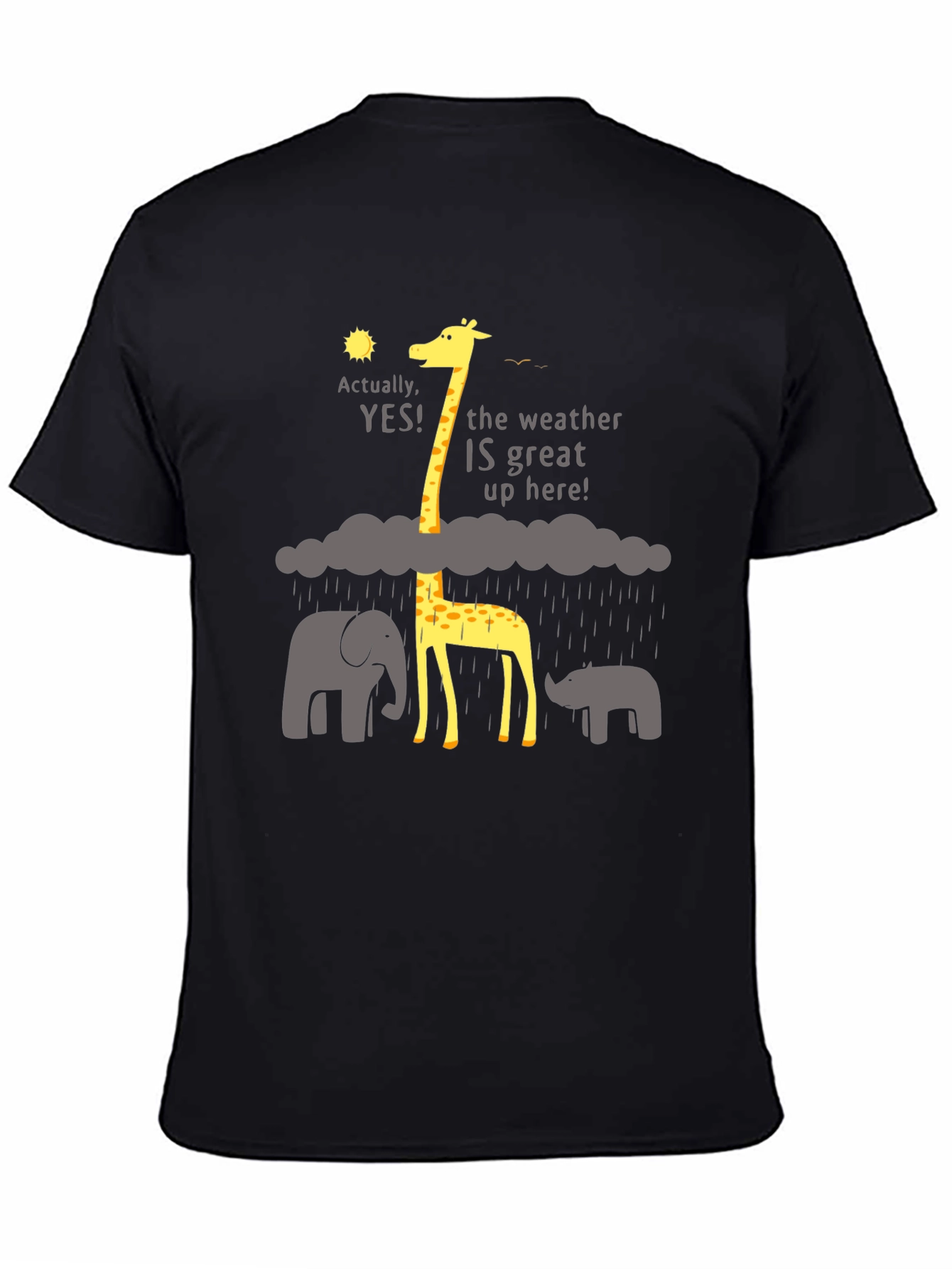 Black Funny Giraffe Weather T-Shirt - Great Up Here! view 4