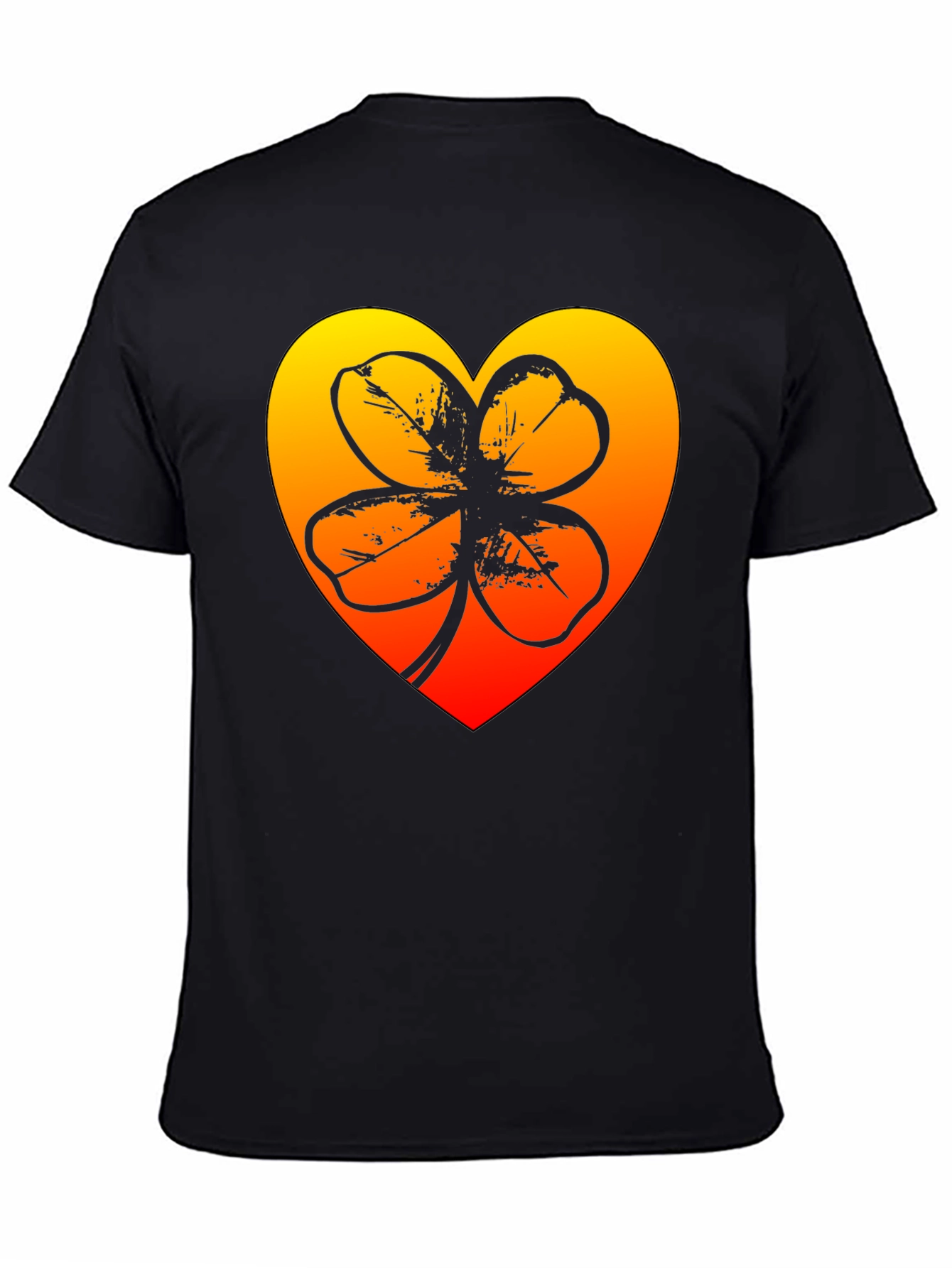 Black Lucky Heart Clover T-Shirt - Black view 4