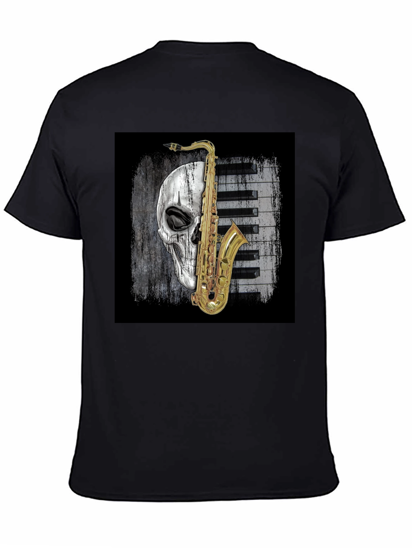 Black Skull Saxophone Graphic Tee view 4