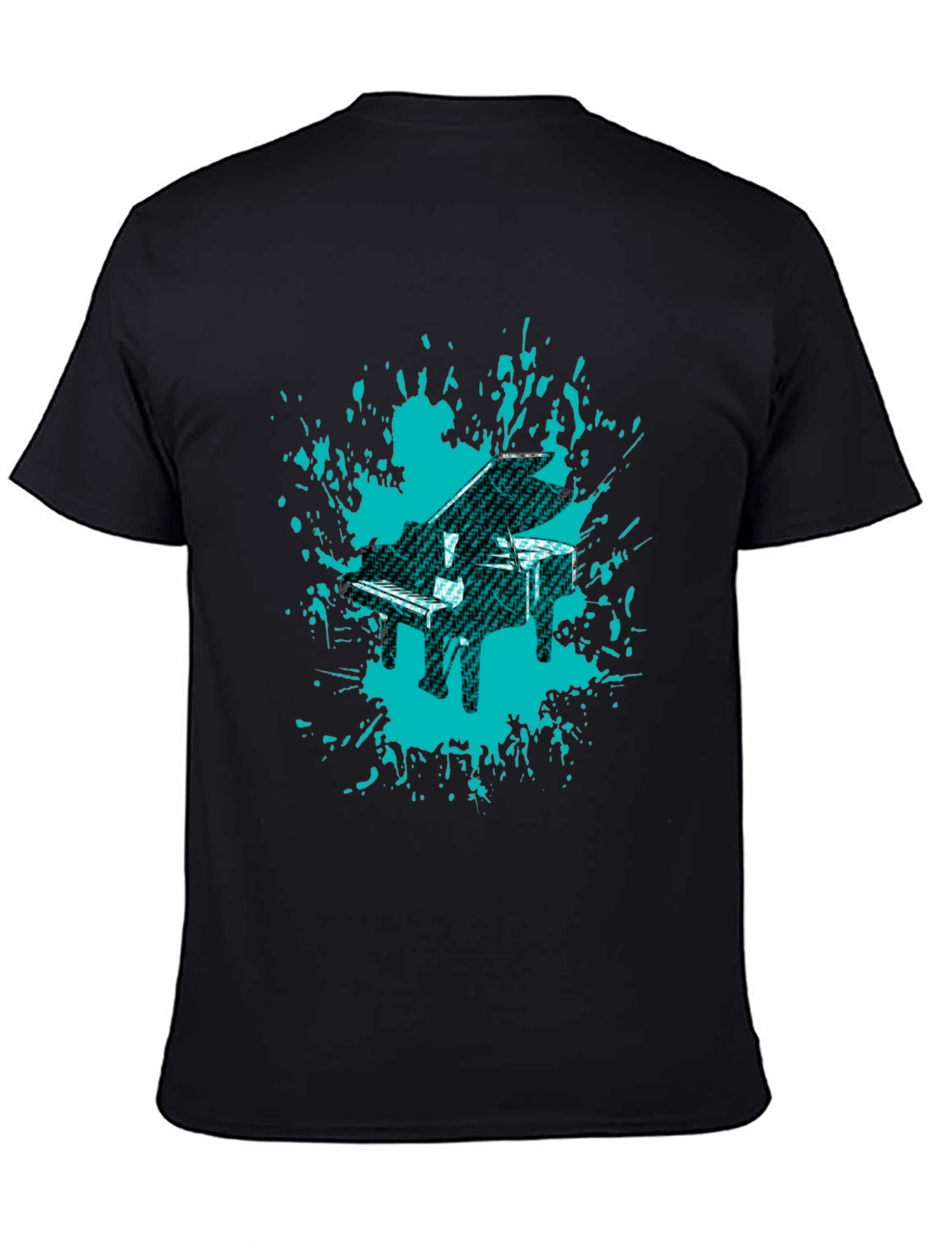 Black Piano Splash Graphic Tee - Cool Music Lover's Shirt view 4