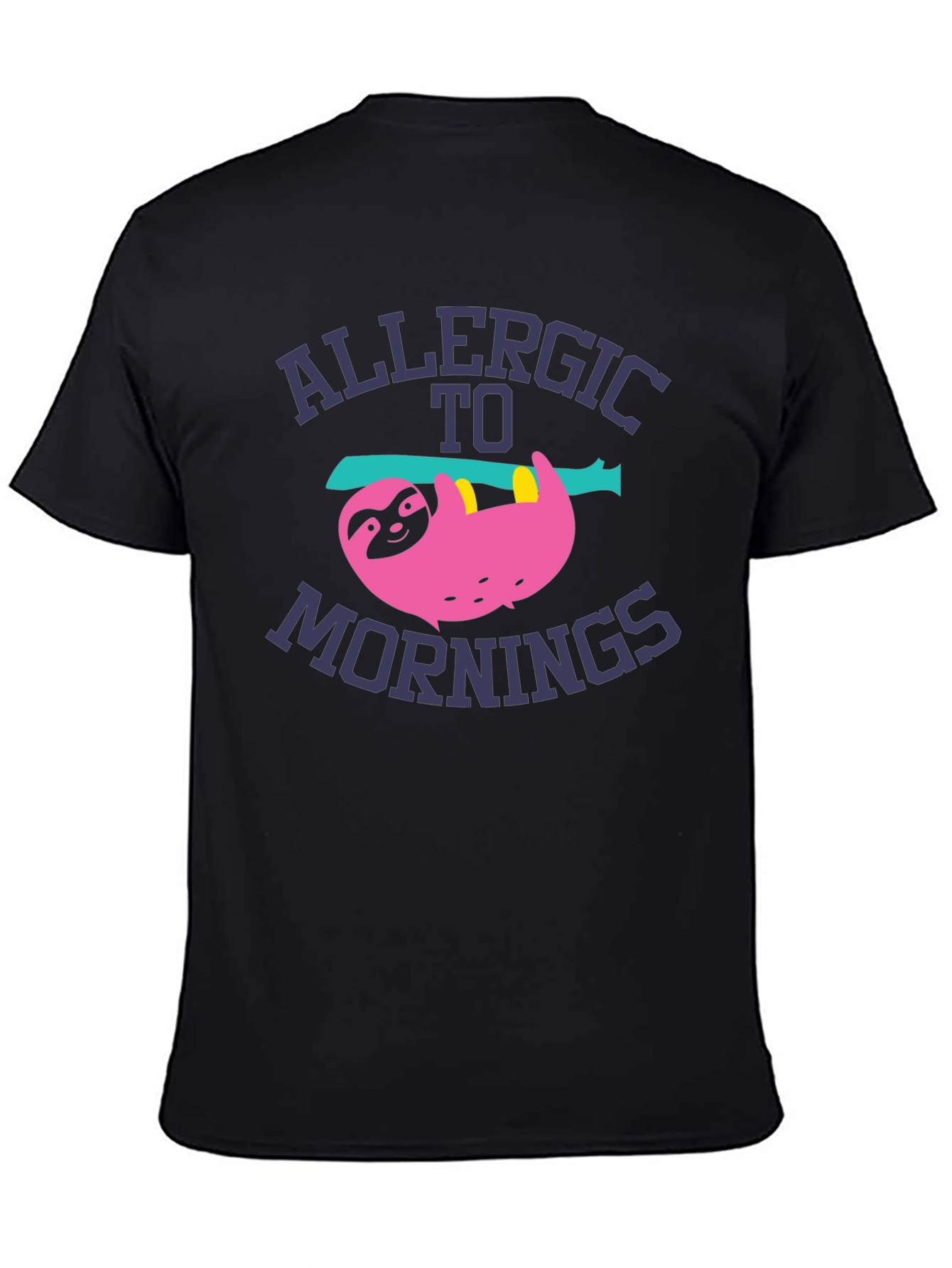 Black Allergic to Mornings Sloth Graphic Tee view 4