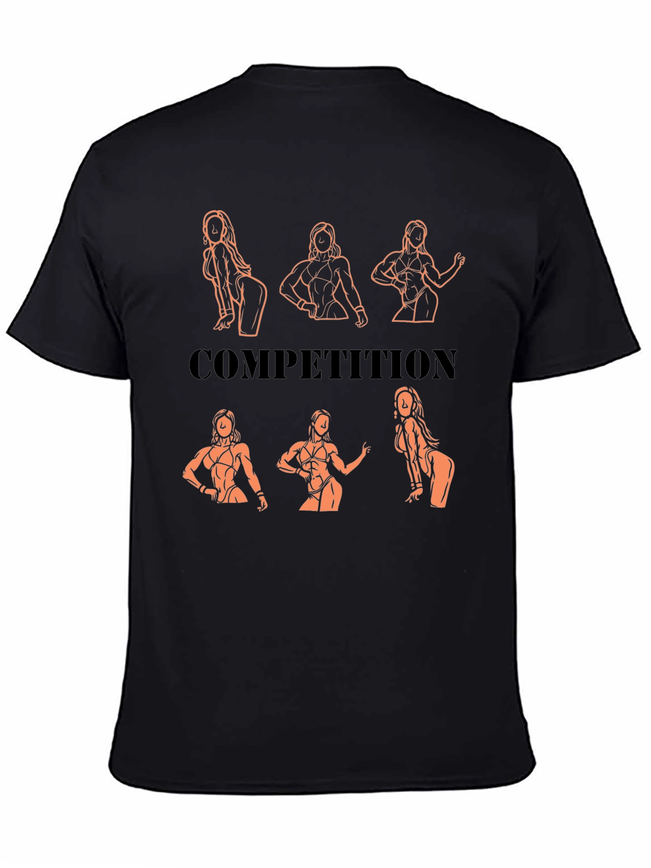 Black Competition Black T-Shirt with Bodybuilding Design view 4