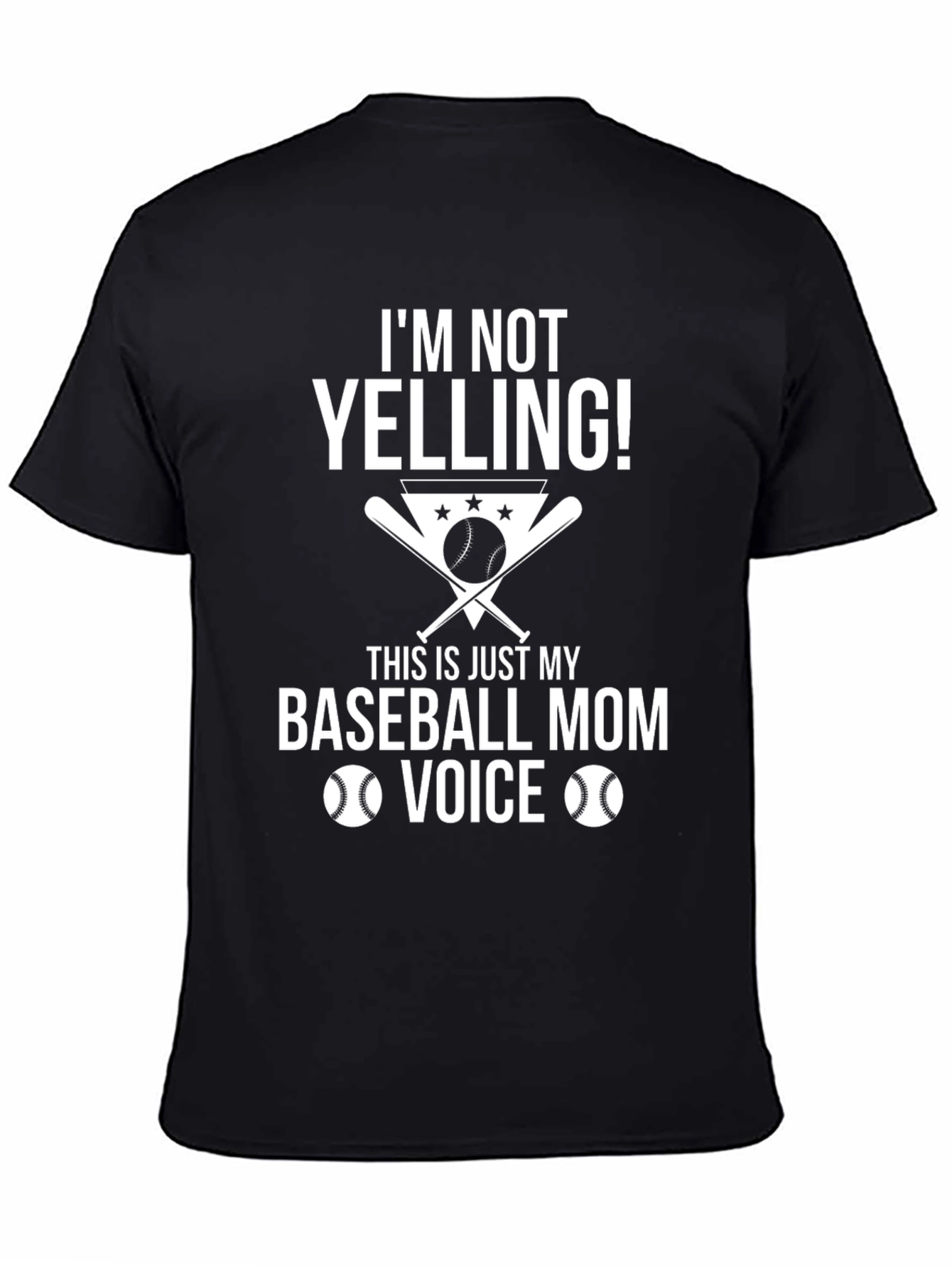 Black Baseball Mom Voice T-Shirt - Funny Graphic Tee view 4
